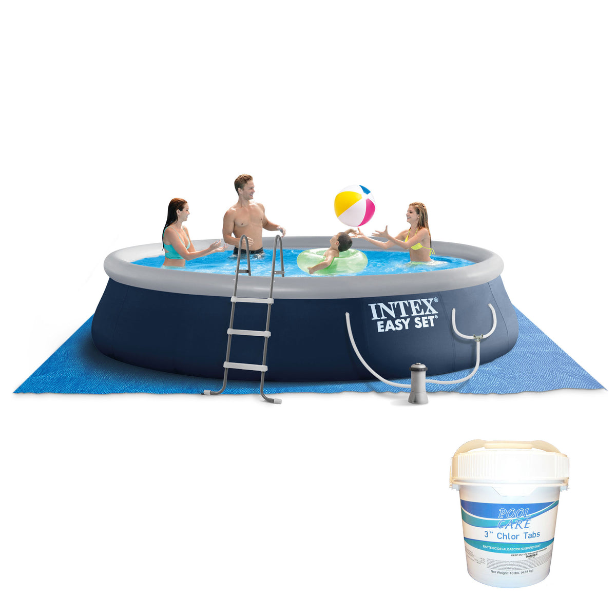 Intex Easy Set 15ft x 42in Above Ground Pool w/ Pump & 10 Lbs Chlorine Tablets