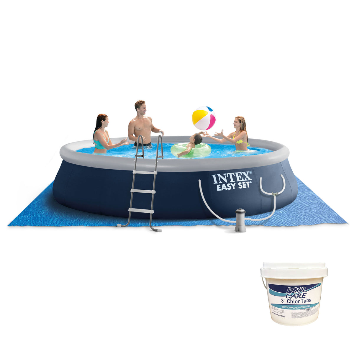 Intex Easy Set 15ft x 42in Above Ground Pool w/ Pump & 25 Lbs Chlorine Tablets