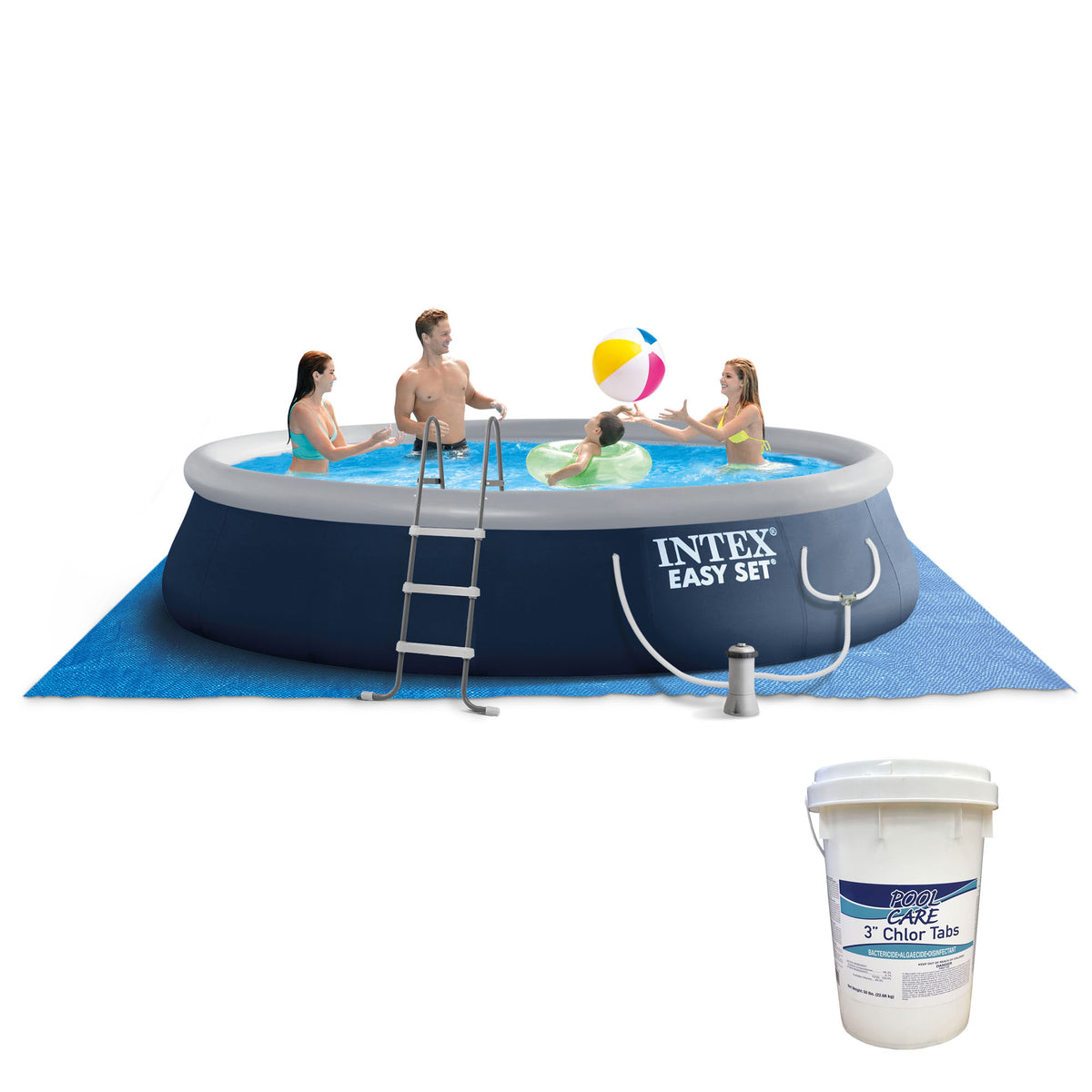 Intex Easy Set 15ft x 42in Above Ground Pool w/ Pump & 50lbs Chlorine Tablets