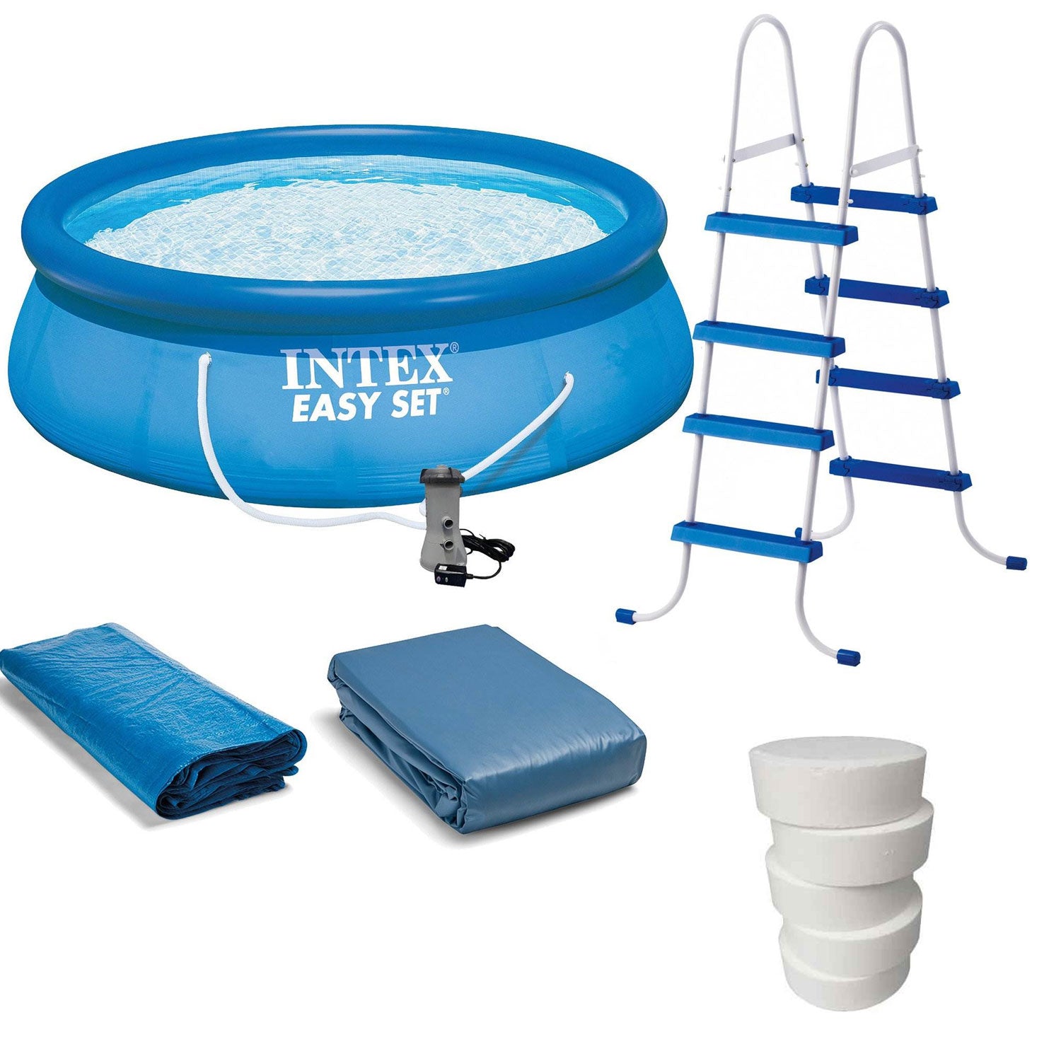 Intex 15' x 48" Inflatable Above Ground Bundle w/ Pool Care Chlorine Tabs, 5 Lbs