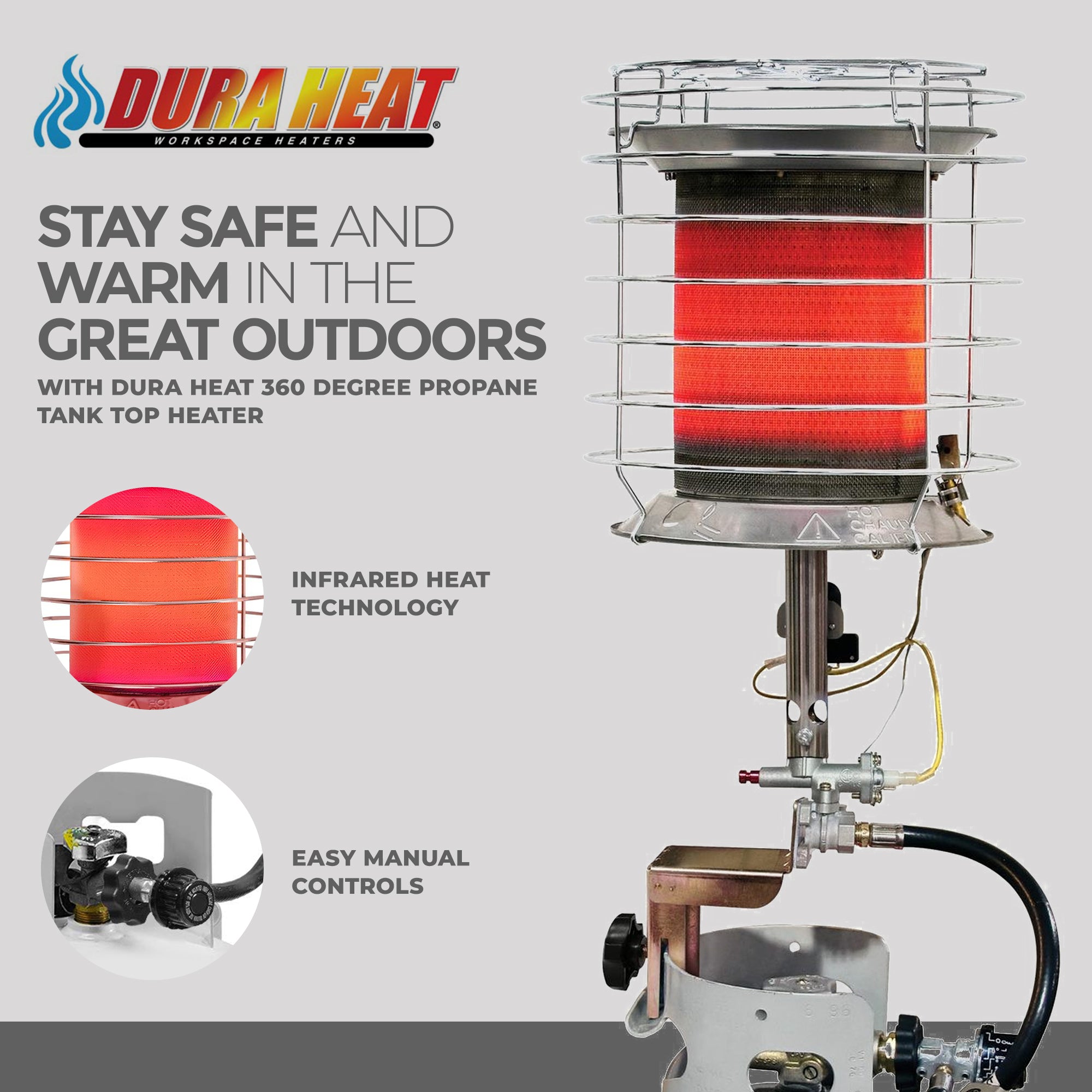 Dura Heat 360 Degree Steel Propane Tank Top Heater w/ Safety Shutoff (Open Box) - VMInnovations