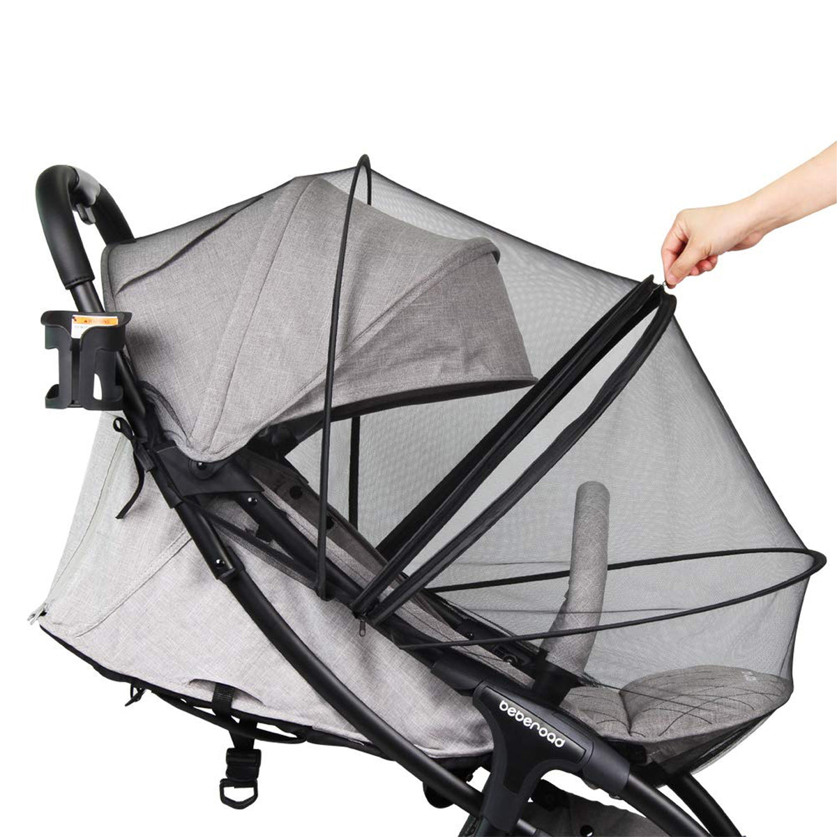 Beberoad Universal Mosquito Net, Black & R2 Ultra Lightweight Stroller, Black - VMInnovations