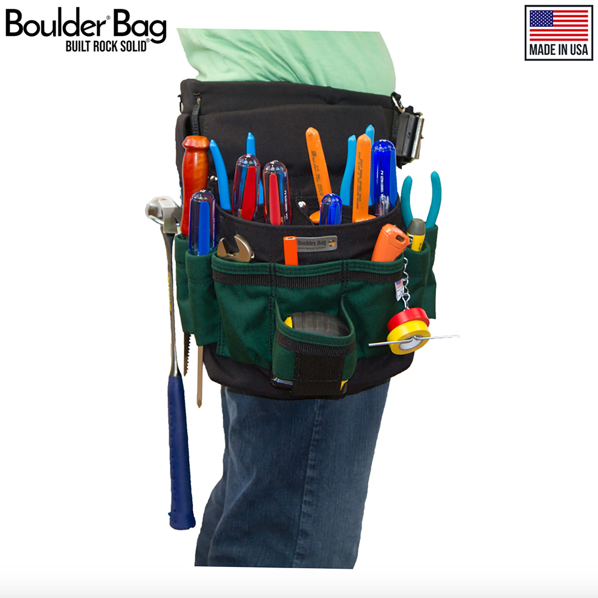 Boulder Bag Ultimate Comfort Combo 104 Electrician Tool Belt, 31-35", Green
