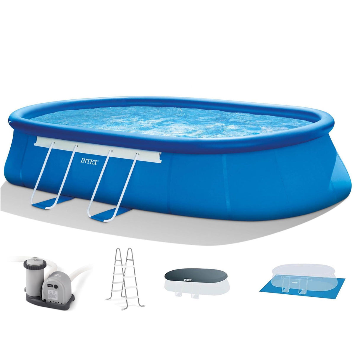 Intex 20' x 12' x 48" Oval Frame Above Ground Pool Set Pump & Ladder (Open Box)