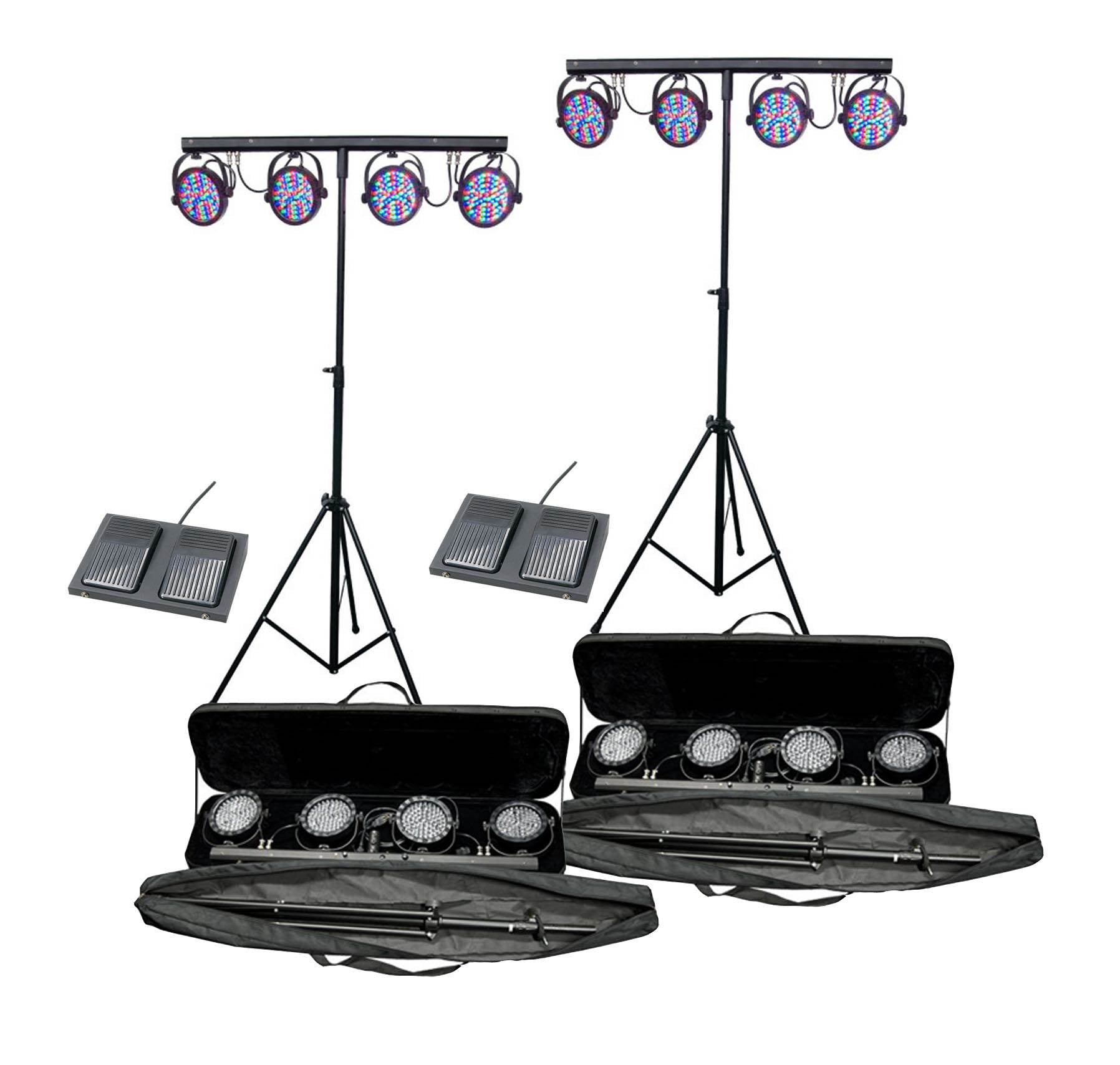 (2) Chauvet DJ MINI-4BAR LED Mobile Stage Wash Light Systems w/Footswitch & Bag