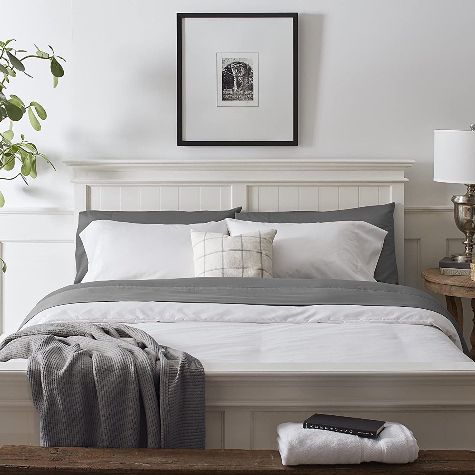 Grund Savannah Collection Organic Cotton Soft Bed Sheets Set, Queen, Slate Gray