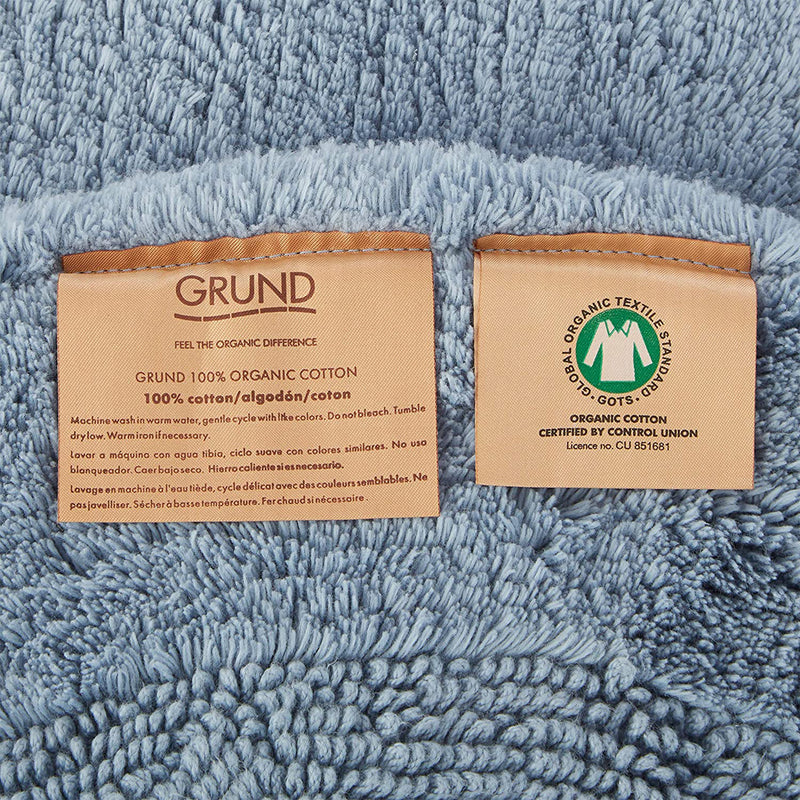 Grund Puro Organic Cotton 34 x 21 Inch Oval Reversible Luxury Bath Rug, Sea Blue