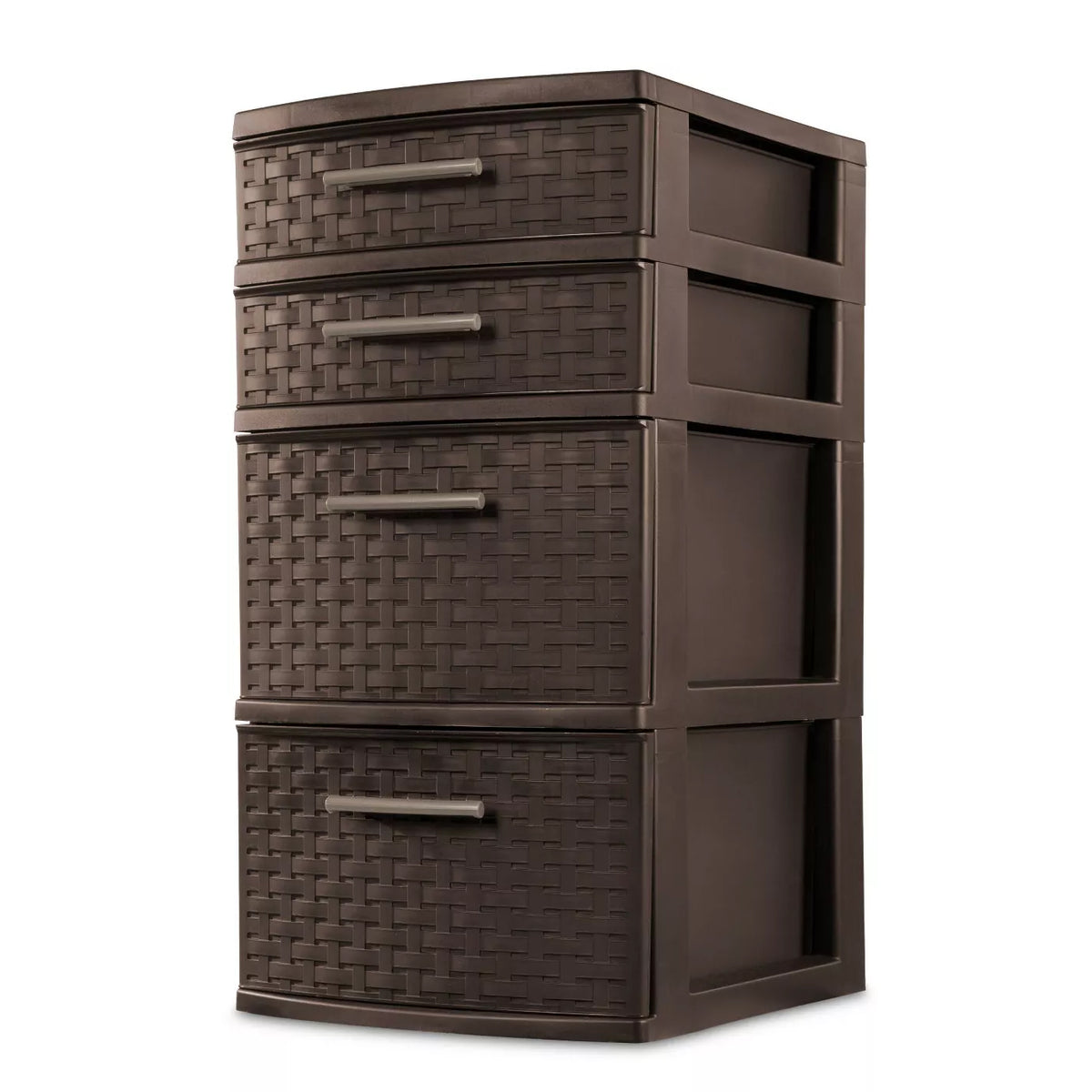 Sterilite 26226P02 4 Drawer Organizer Storage Tower with Medium Weave, Brown