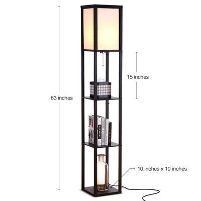 Brightech Maxwell Standing Tower LED Floor Lamp with Shelves, Black (2 Pack)