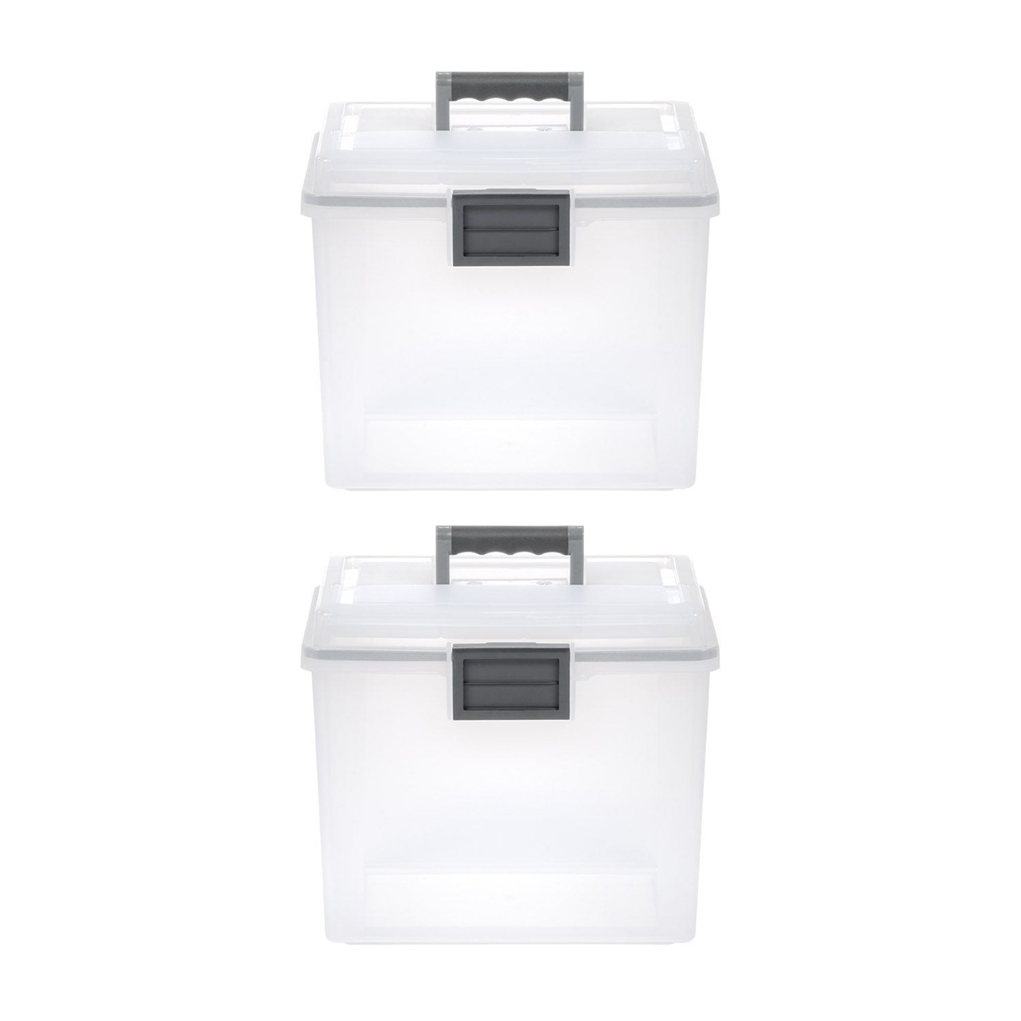 IRIS USA Plastic Legal File Storage Box for Letters with Organizer Lid, 2 Pack