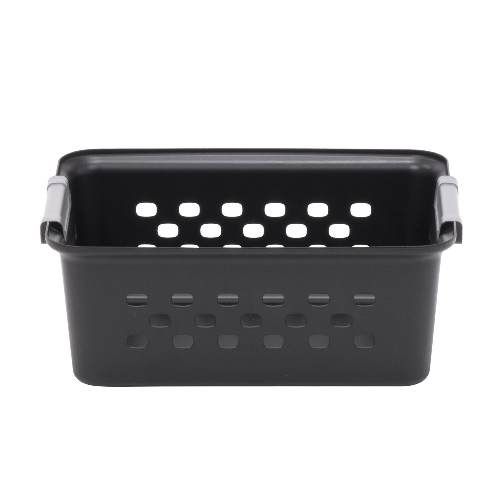IRIS USA Plastic Storage Bin Organizers with Folding Handles, Black, Set of 10