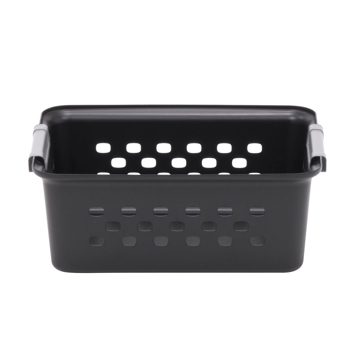 IRIS USA Plastic Storage Bin with Folding Handles, Black, Set of 10 (Open Box)