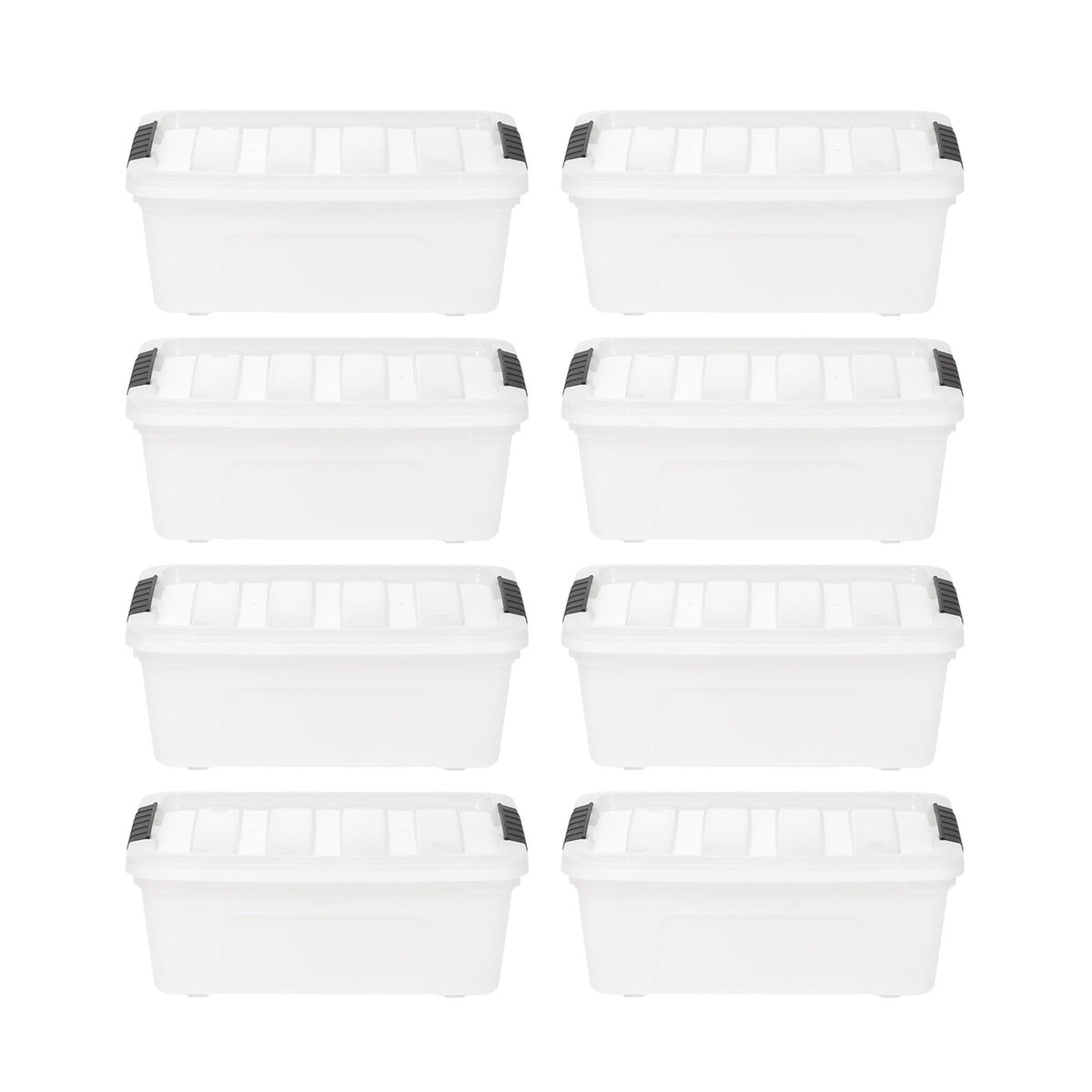 IRIS USA 13 Quart Stack and Pull Latching Storage Container, Opaque, Set of 8