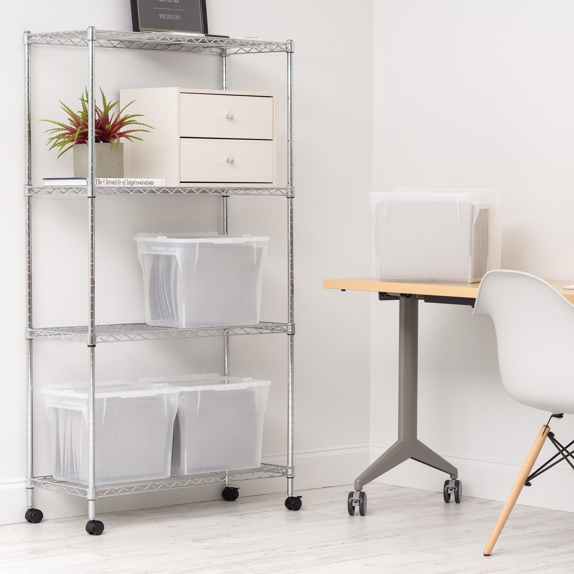 IRIS USA Clear Plastic File Organizer Box Storage Container Bin with Lid, 3 Pack