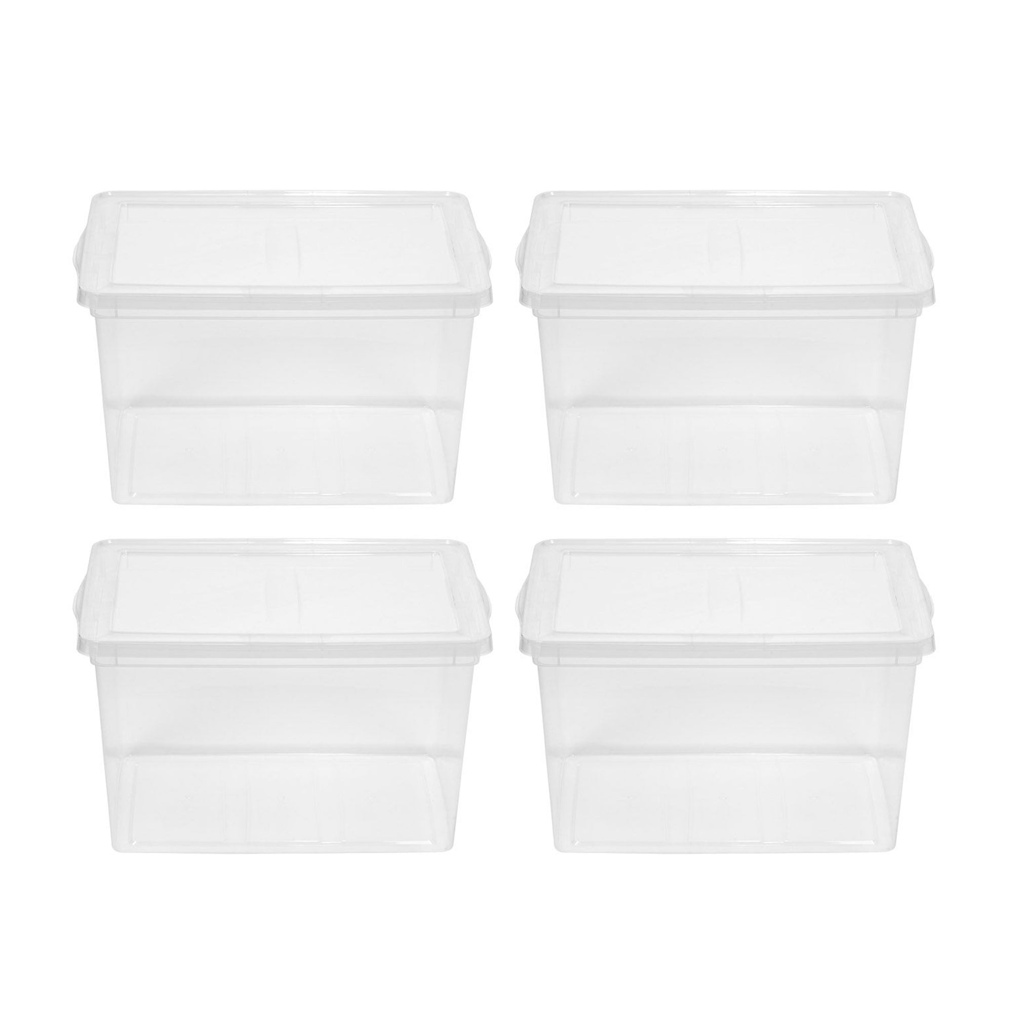 IRIS USA 65 Quart Snap Top Stackable Clear Plastic Storage Box Container, 4 Pack