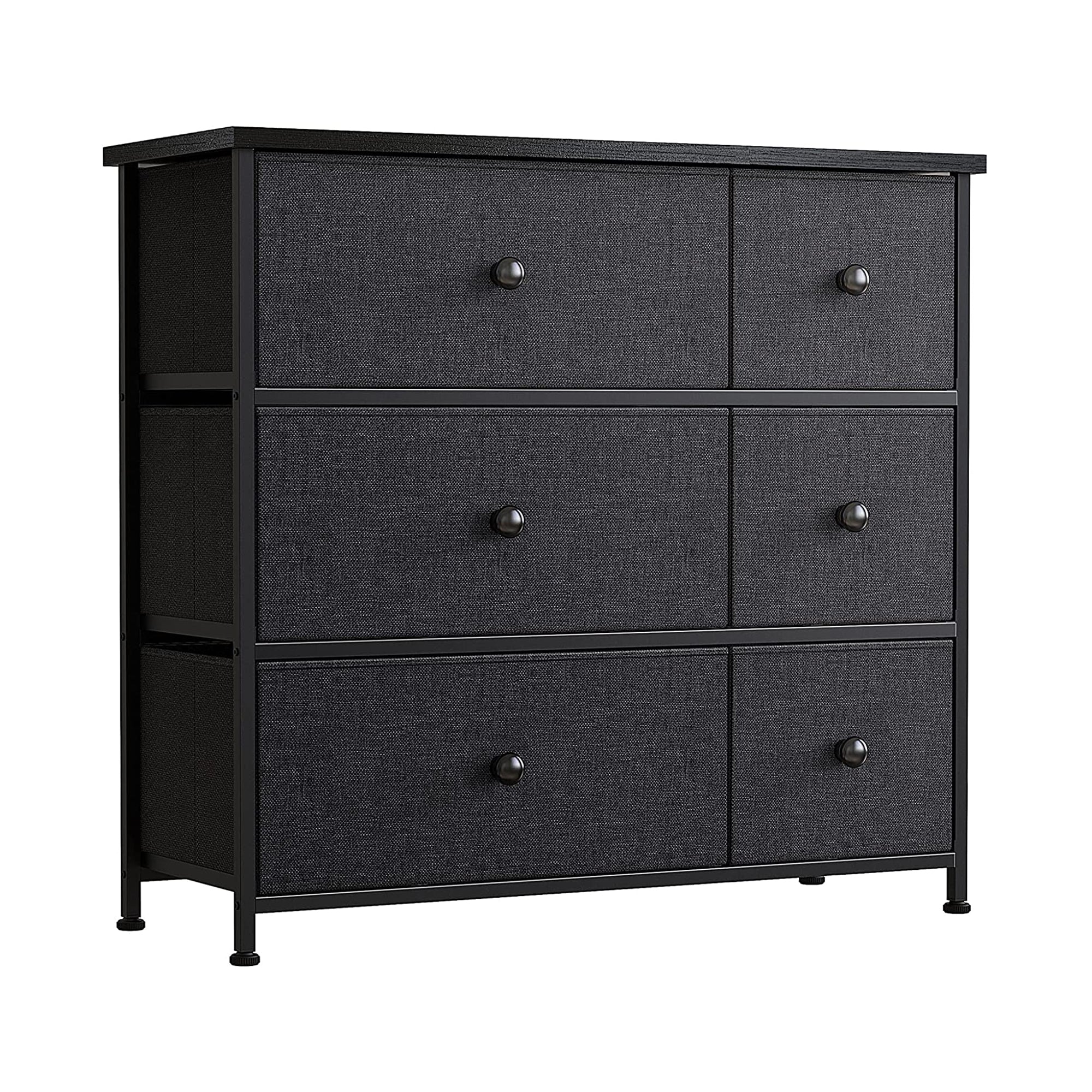 6 Drawer Steel Frame Bedroom Storage Chest Dresser, Black Grey (For Parts) - VMInnovations