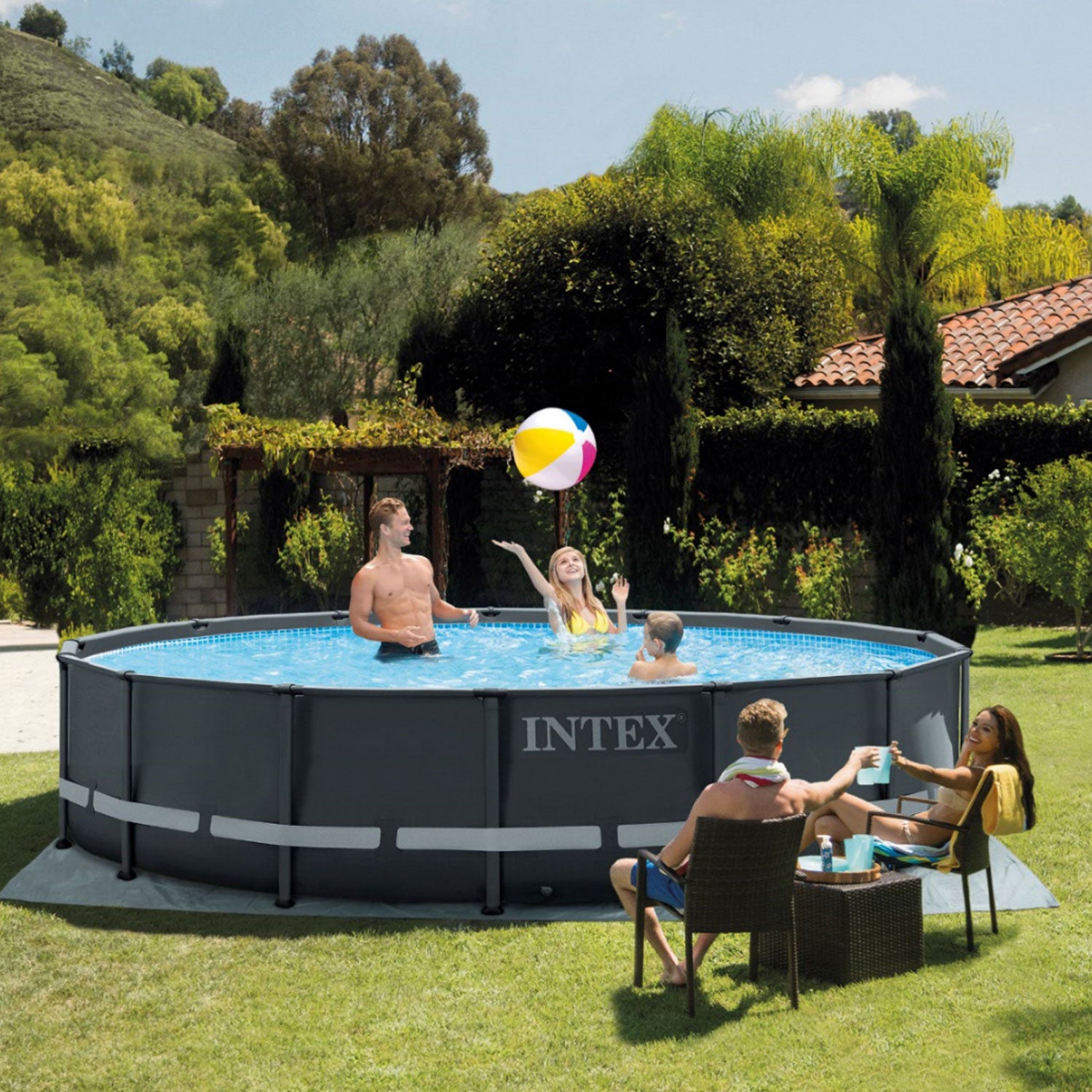 Intex 14' x 42" Ultra XTR Frame Above Ground Pool Set with 3 In Chlorine Tablets - VMInnovations
