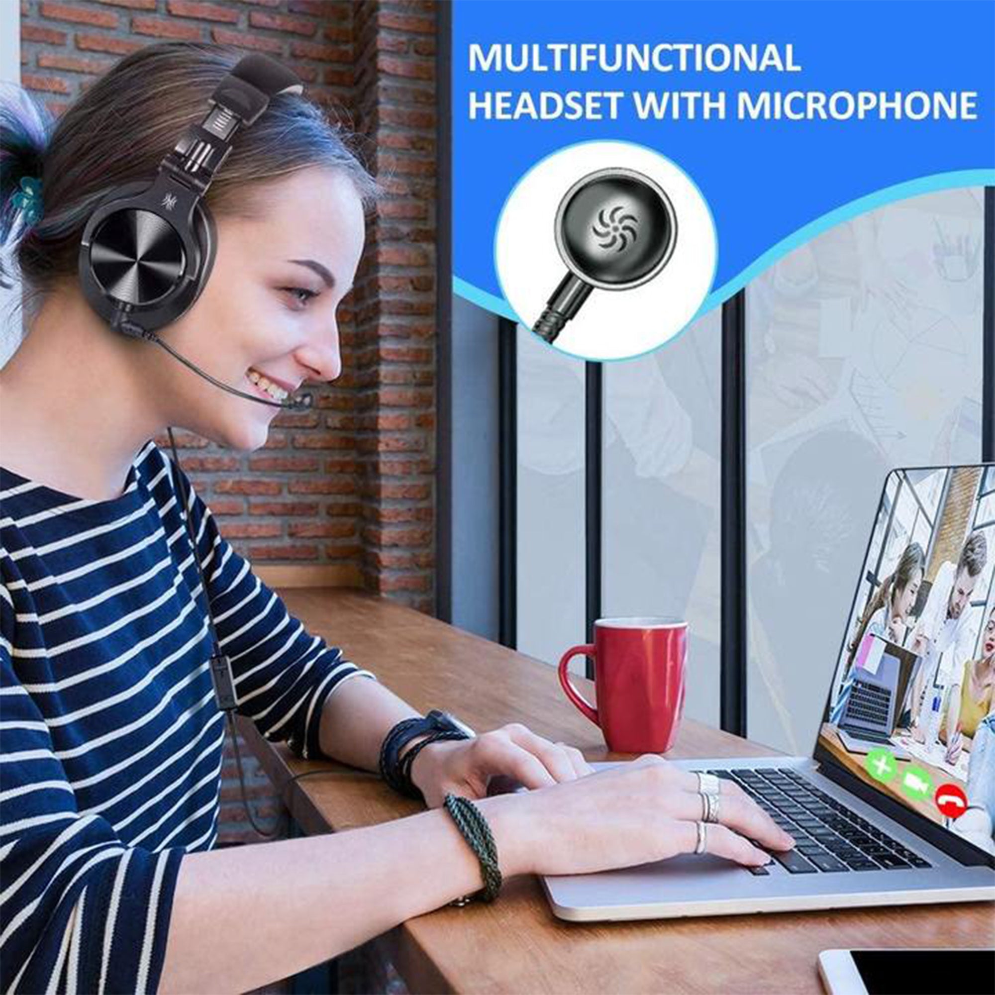 OneOdio Computer Gaming Wired Over Ear Headset, Detachable Microphone(Open Box)