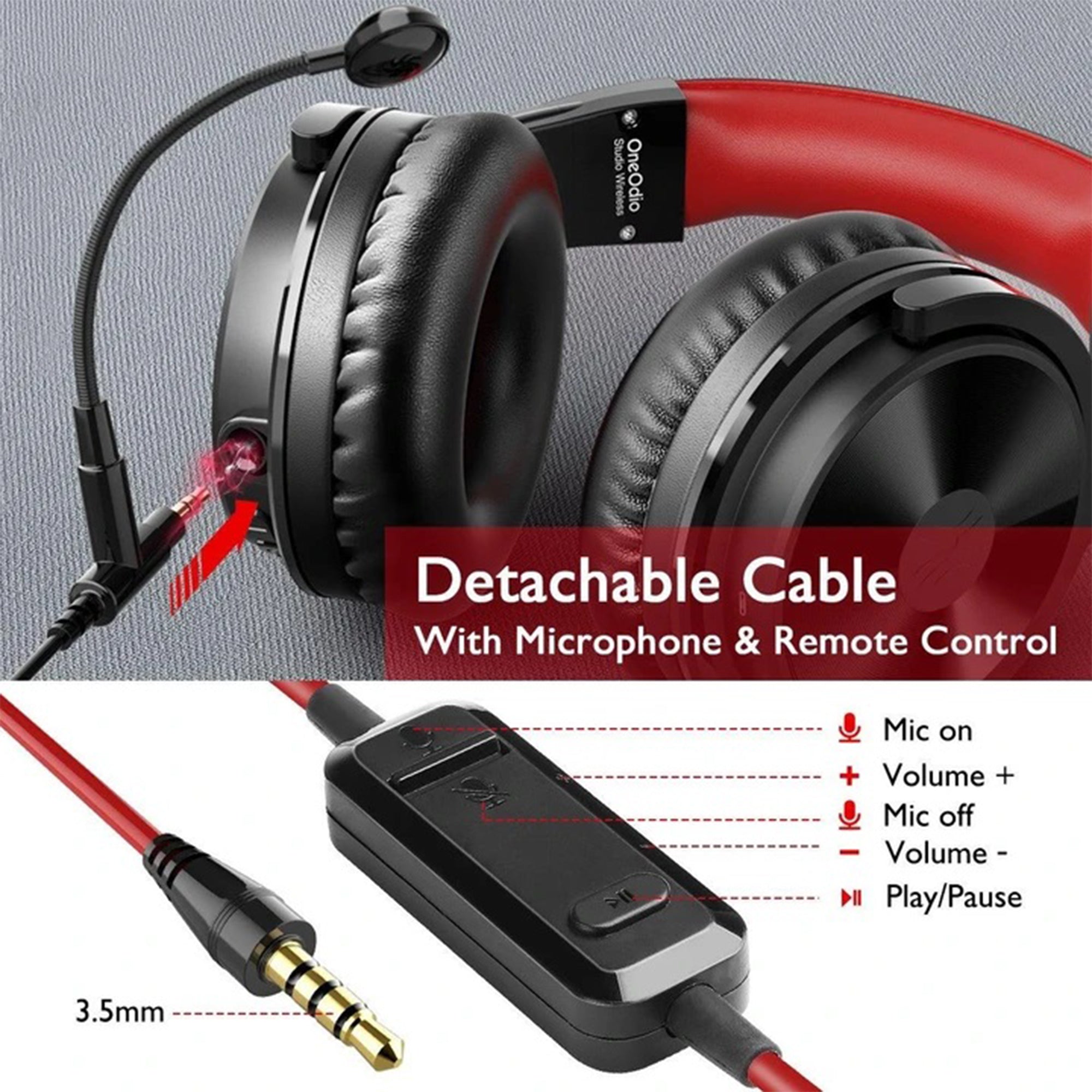 OneOdio Pro M Black+Red Gaming Headset with S100 Headphones with Mic, Black - VMInnovations