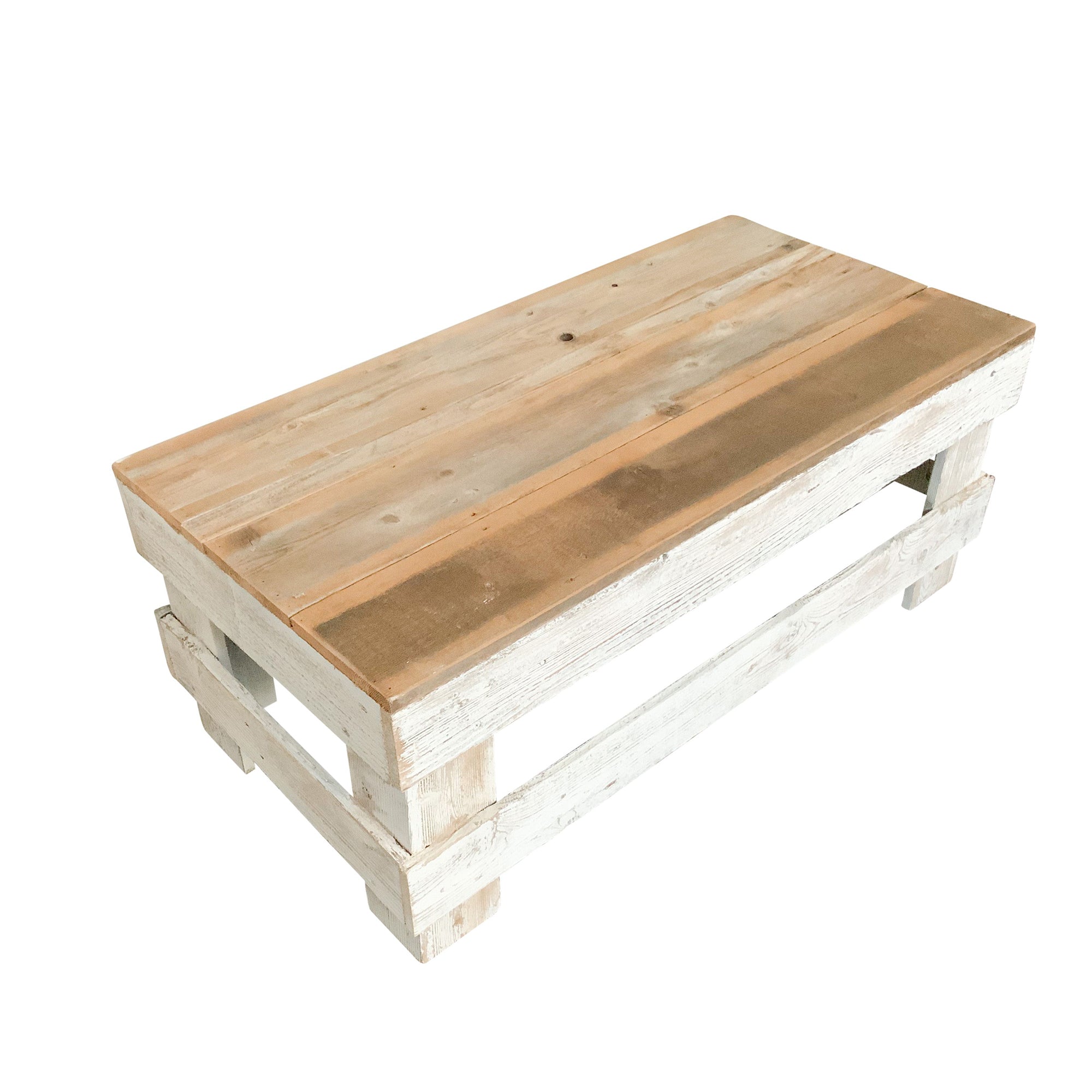 del Hutson Designs Landmark Pine Wood Farmhouse End/Coffee Table, Natural/White