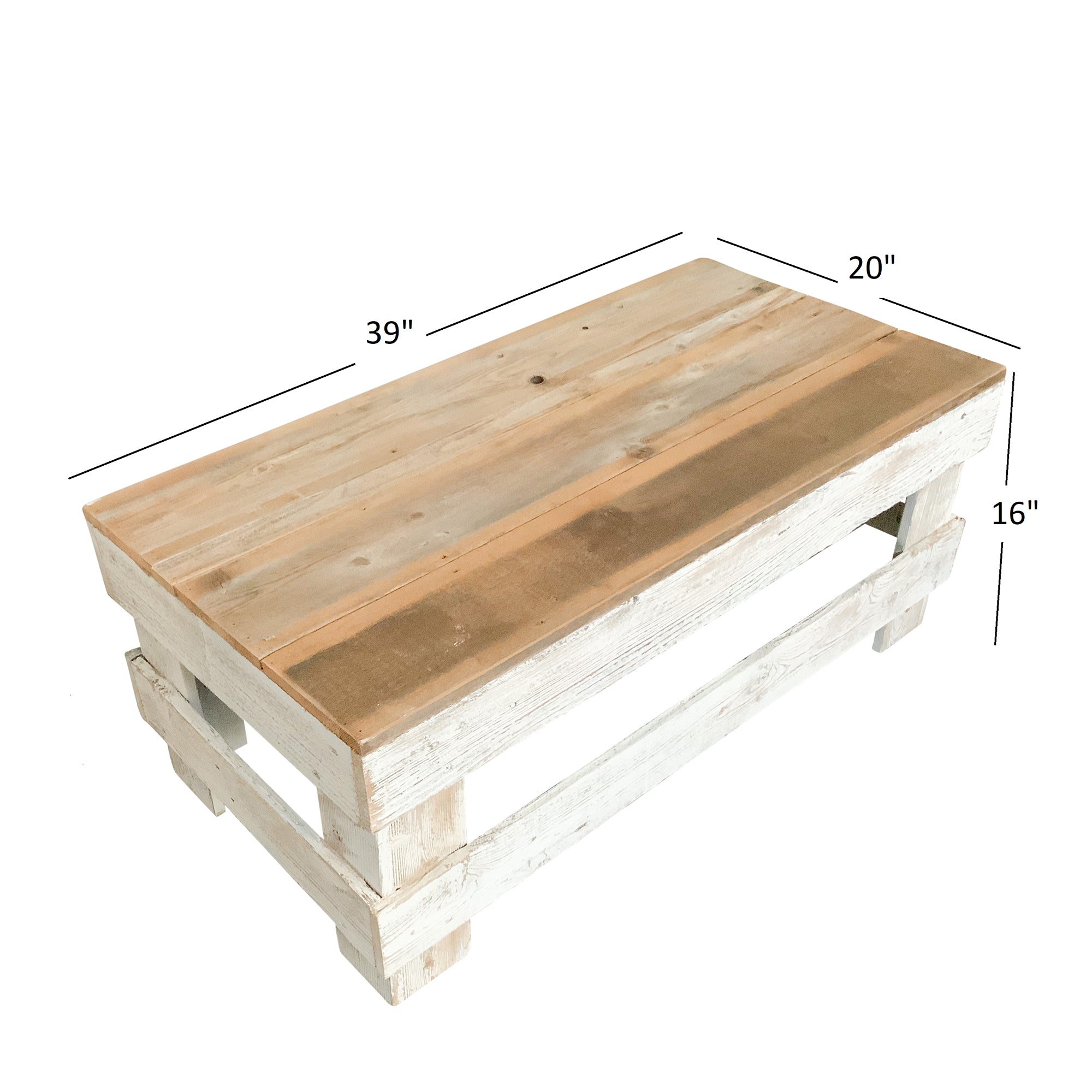 del Hutson Designs Landmark Pine Wood Farmhouse End/Coffee Table, Natural/White