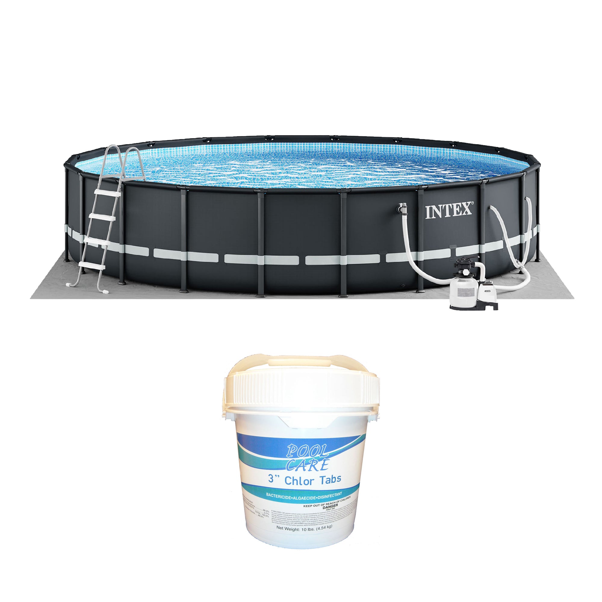 Intex 26' x 52" Ultra Frame Above Ground Pool Set with 3 Inch Chlorine Tabs - VMInnovations