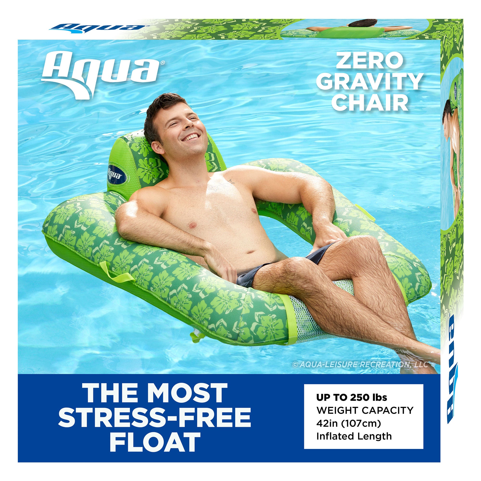 Aqua Leisure Zero Gravity Inflatable Swimming Pool Lounge Chair Float, Green - VMInnovations