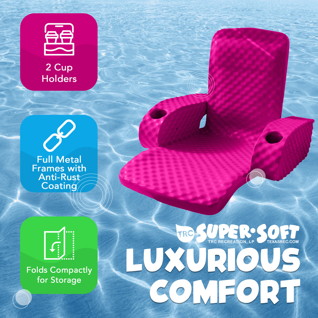 TRC Recreation Folding Baja Chair Swimming Pool Float Armchair, Flamingo Pink - VMInnovations
