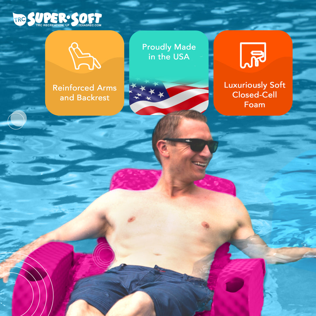 TRC Recreation Folding Baja Chair Swimming Pool Float Armchair, Flamingo Pink - VMInnovations