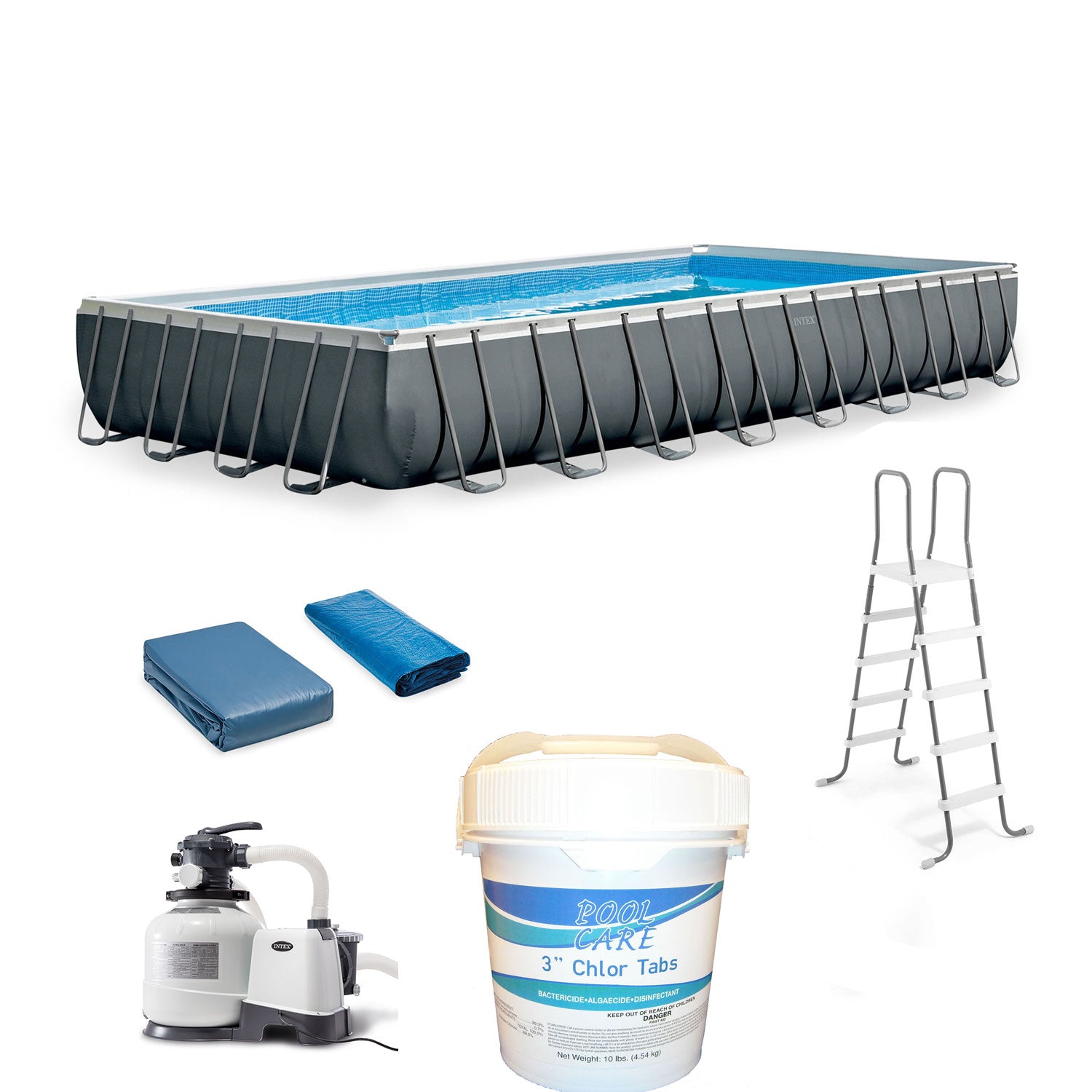 Intex Ultra XTR Frame Pool Bundle with Pump & Pool Care Chlorine Tablets, 10 Lb