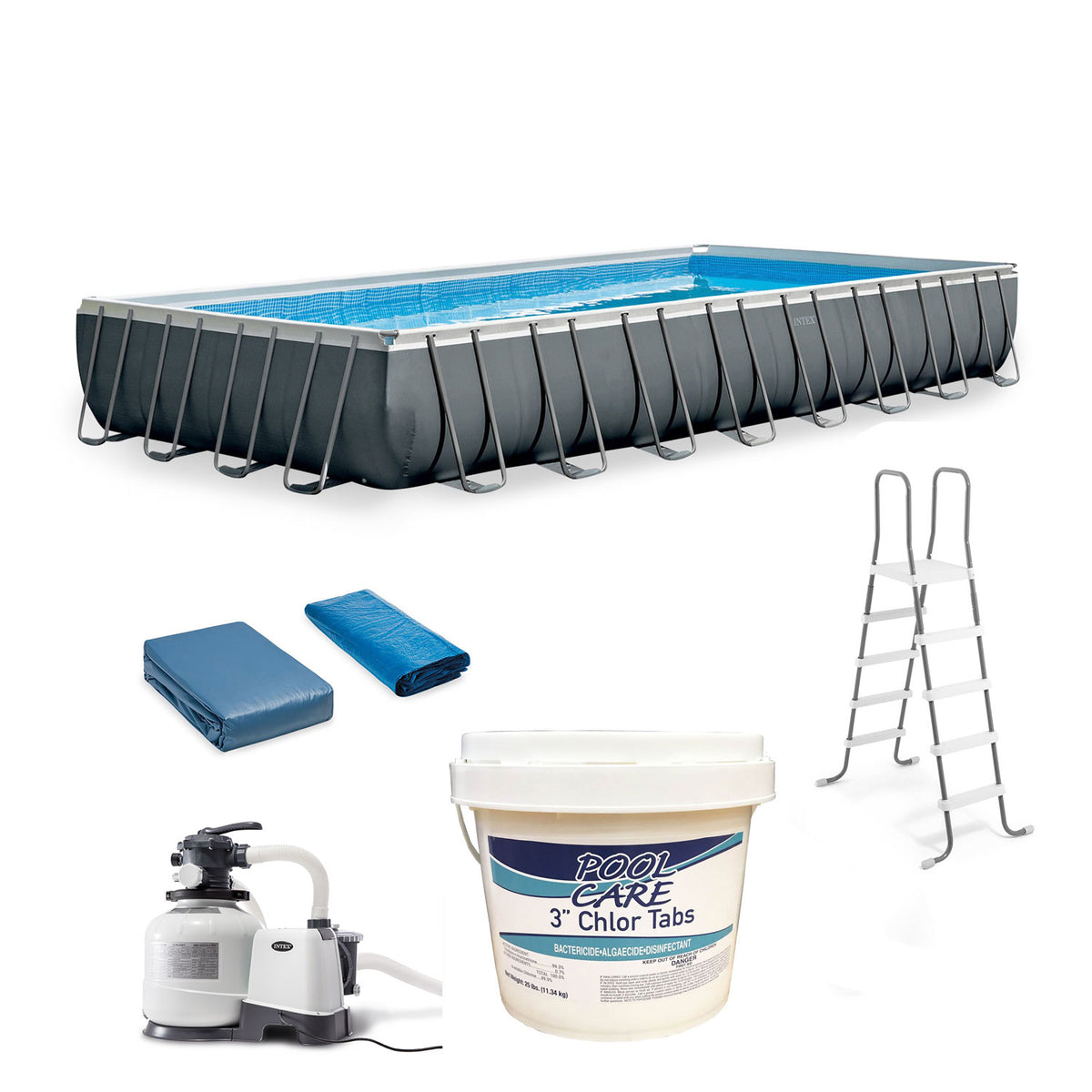 Intex Ultra XTR Frame Pool Bundle with Pump & Pool Care Chlorine Tablets, 25 Lb