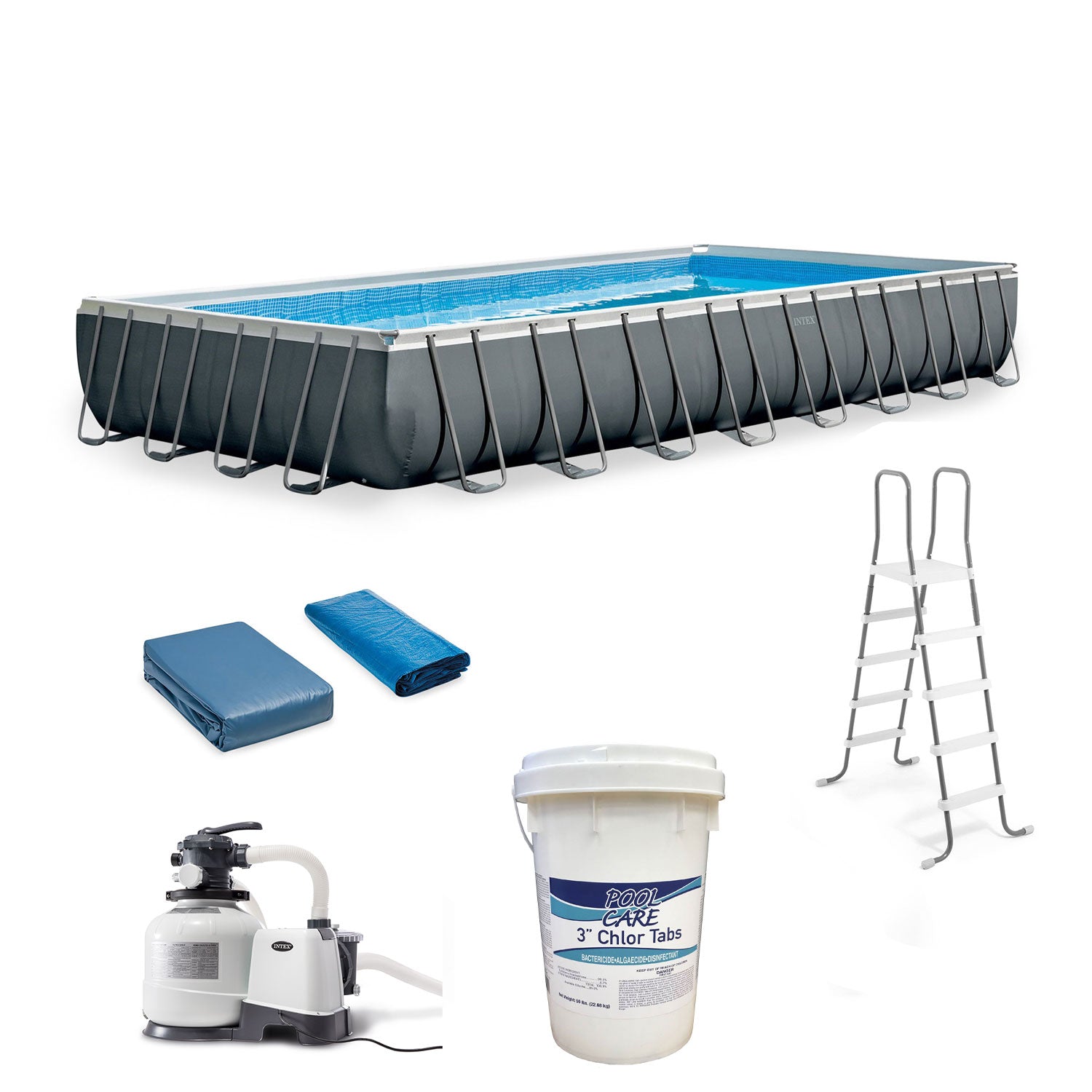 Intex Ultra XTR Frame Pool Bundle with Pump & Pool Care Chlorine Tablets, 50 Lb
