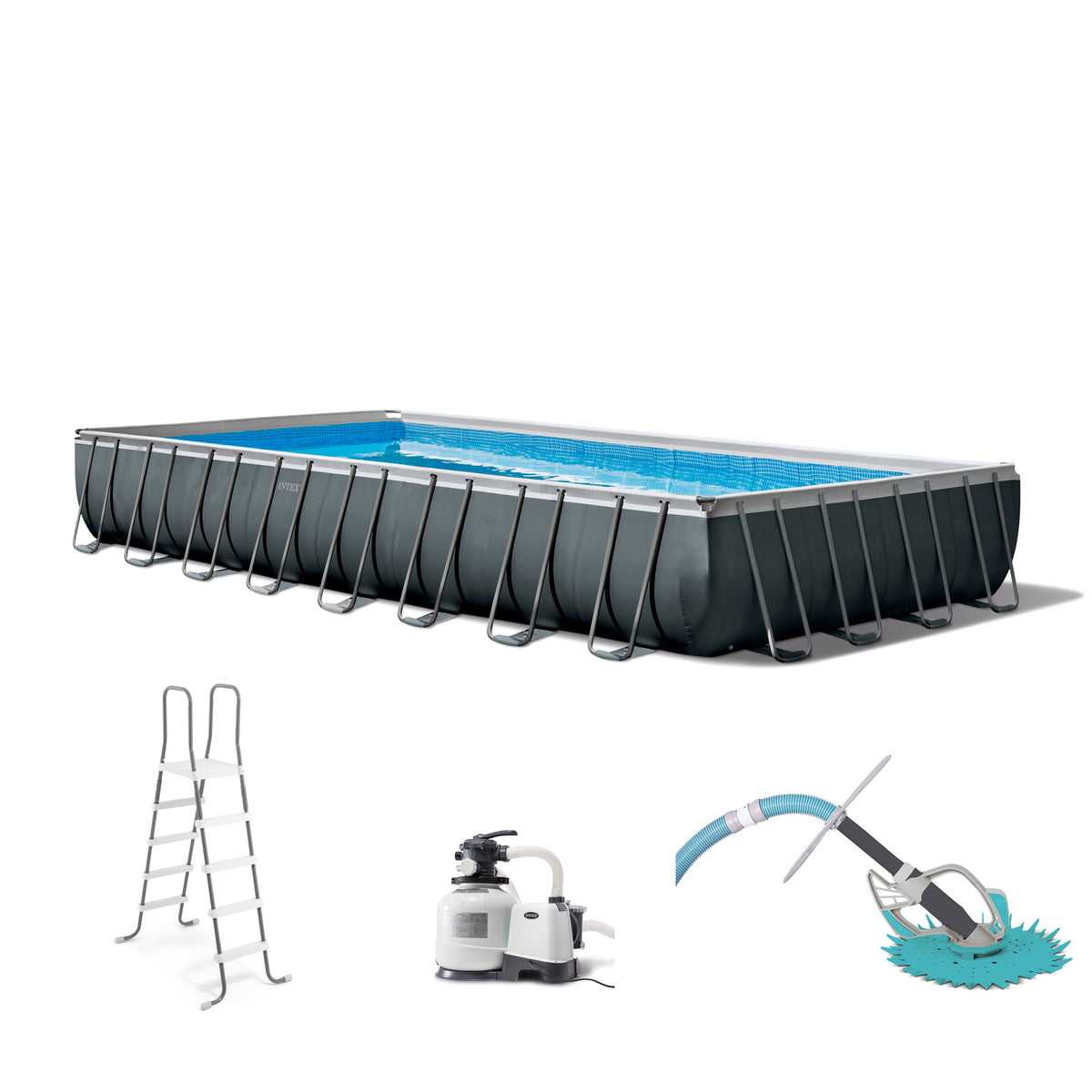 Intex 32ft x 16ft x 52in Ultra XTR Pool Set and Kokido Butterfly Pool Vacuum - VMInnovations
