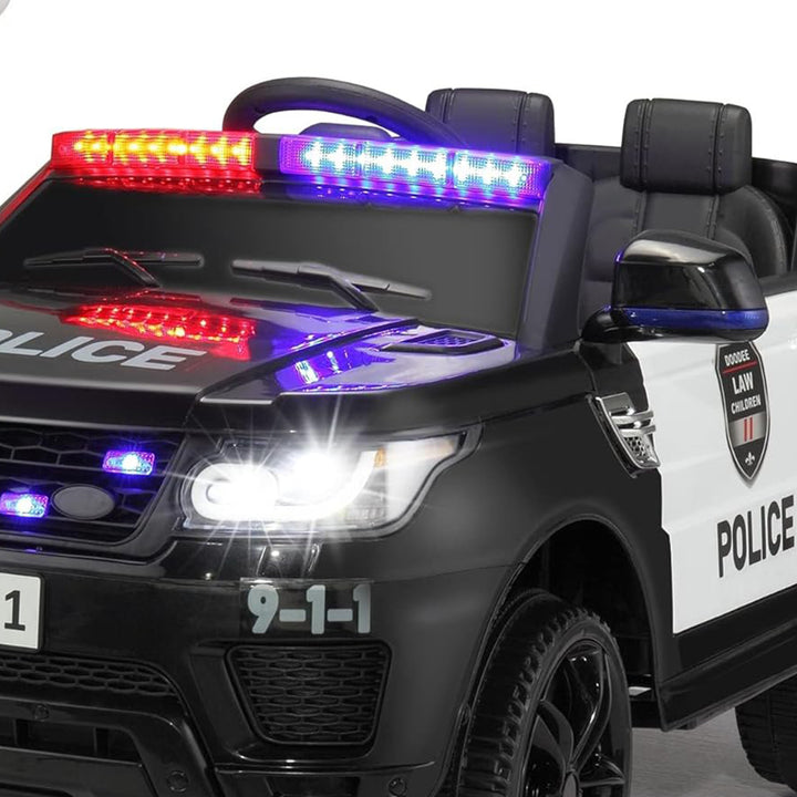 TOBBI 12 Volt Battery Powered Ride On Police SUV for Kids Ages 3 Years, Black - VMInnovations