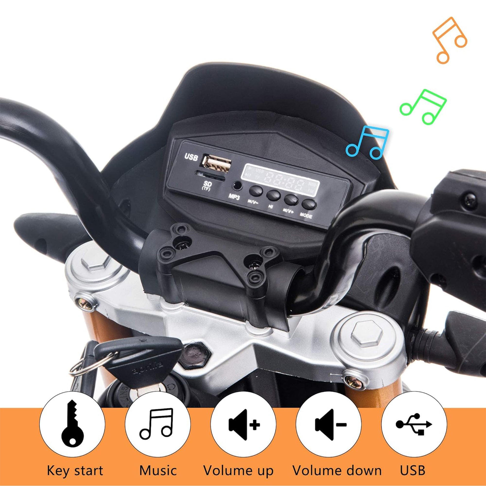 TOBBI Battery Powered Ride On Aprilia Motorcycle for Ages 3+, Black (For Parts) - VMInnovations