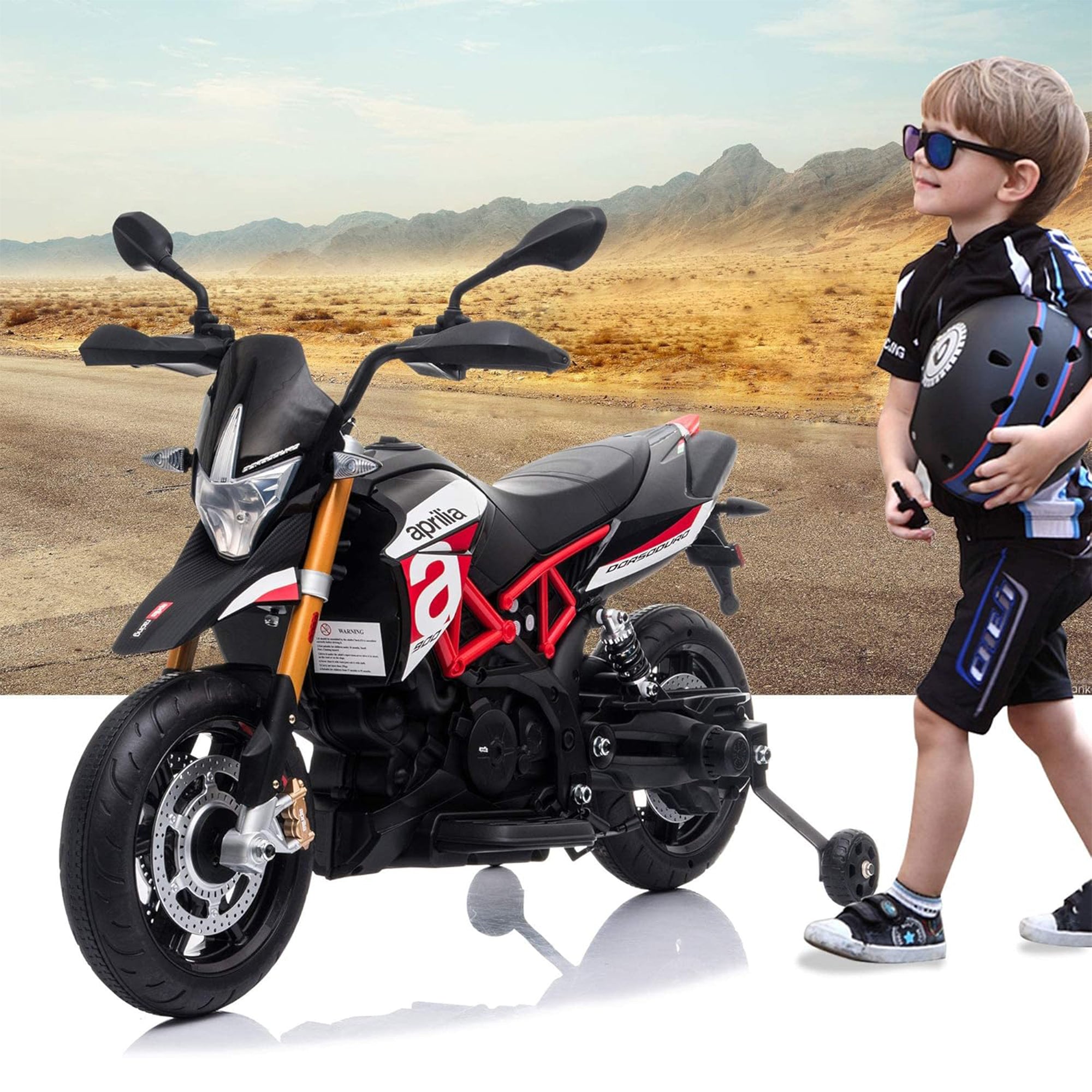 TOBBI Battery Powered Ride On Aprilia Motorcycle for Ages 3 Years and Up, Red - VMInnovations