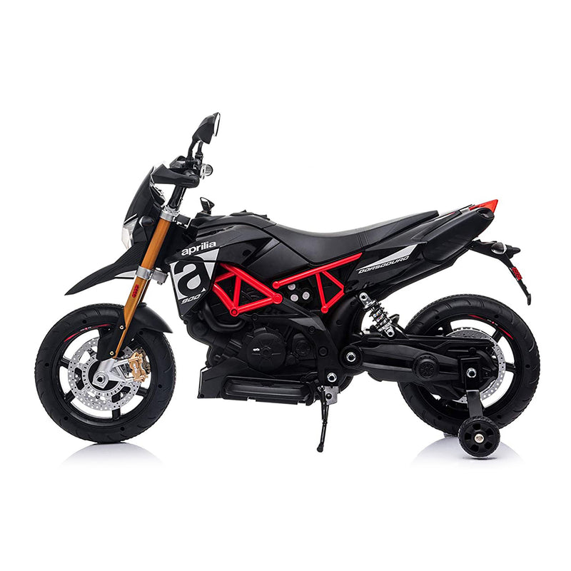 TOBBI Battery Powered Ride On Aprilia Motorcycle for Ages 3 Years and Up, Black