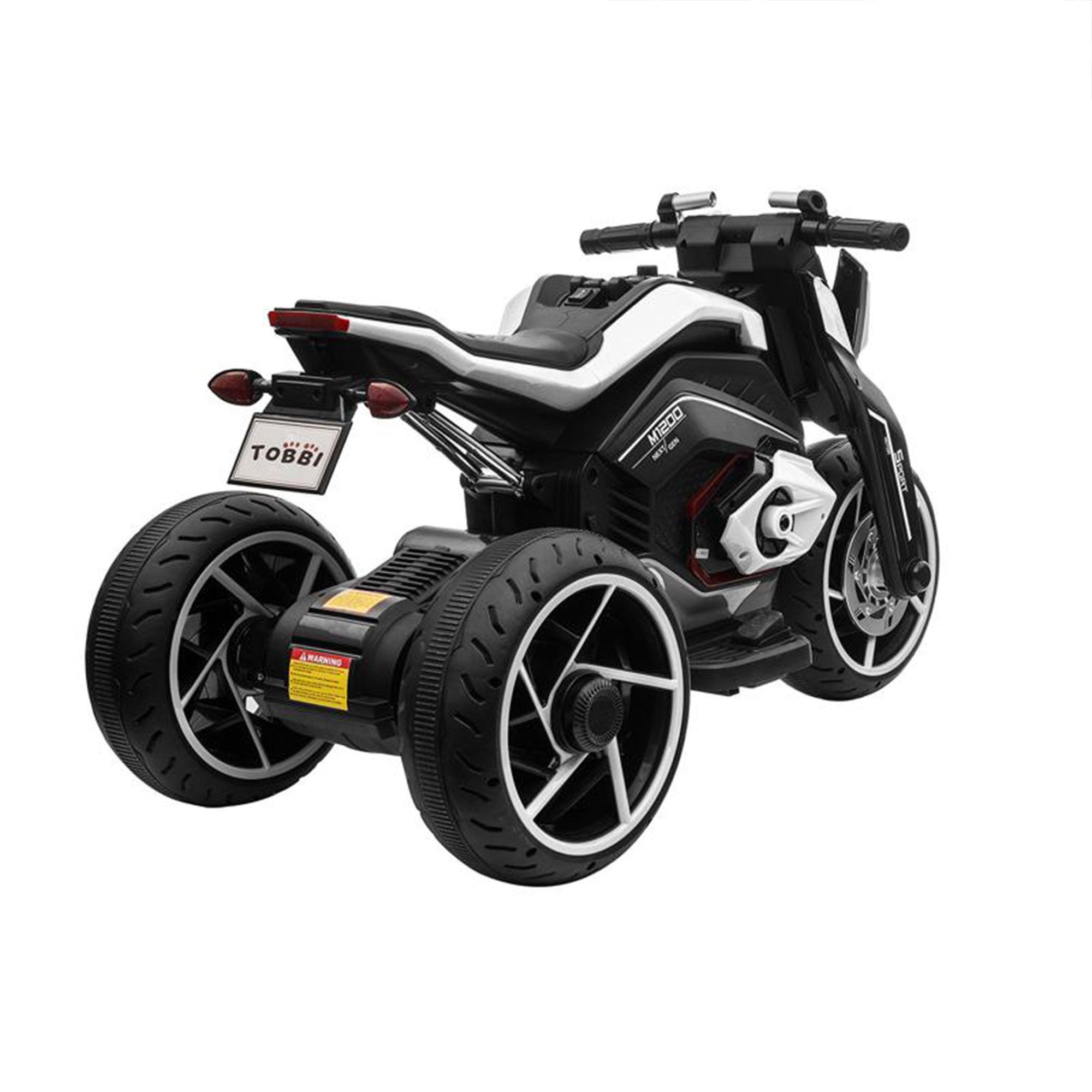 TOBBI 12V Battery Powered 3 Wheeled Ride On Motorcycle for Ages 3 and Up, Black (Refurbished)