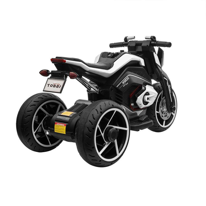 TOBBI 12V Battery 3 Wheeled Ride On Motorcycle for Ages 3+, Black (Open Box)