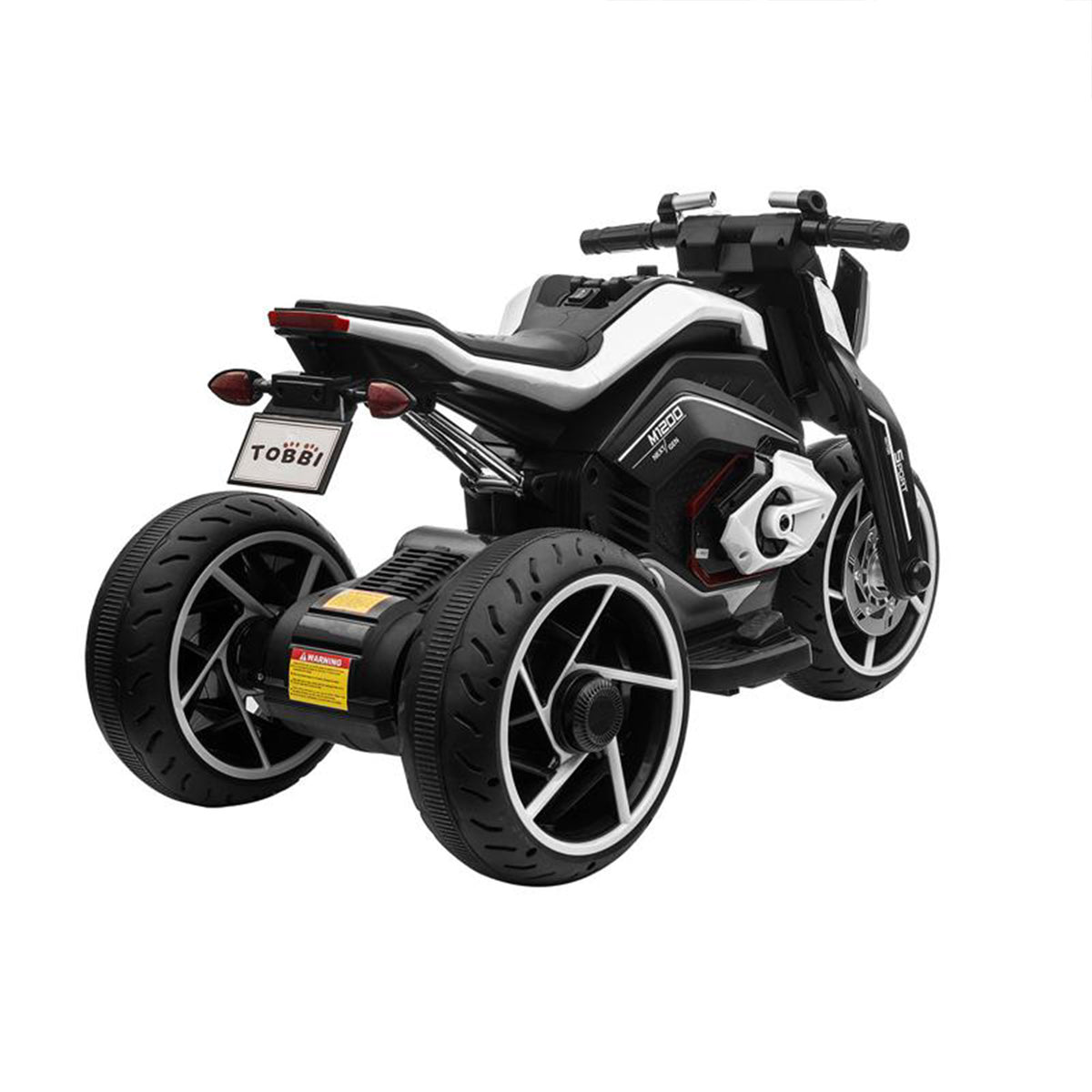 TOBBI 12V Battery Powered 3 Wheeled Ride On Motorcycle for Ages 3+, Black (Used)