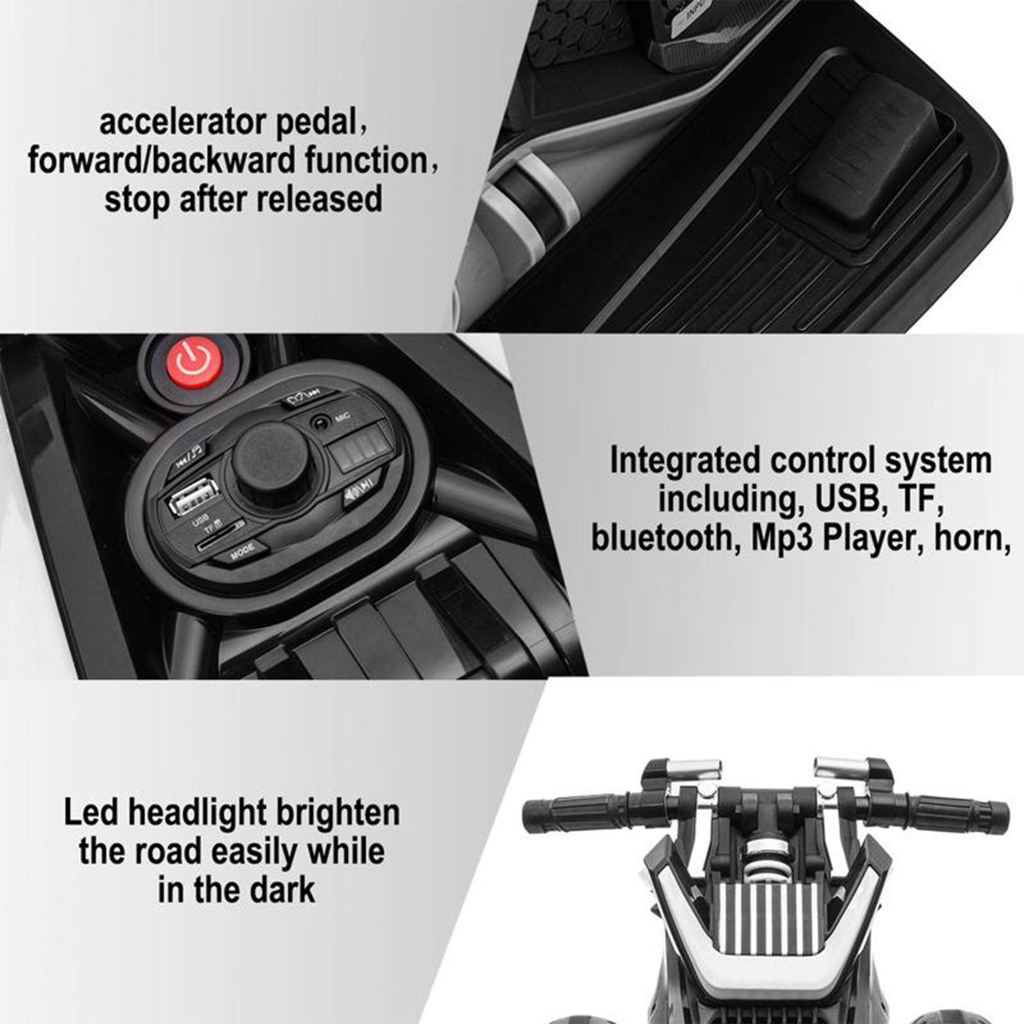 TOBBI 12V Battery Powered 3 Wheeled Ride On Motorcycle for Ages 3+, Black (Used)