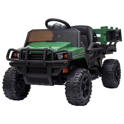 TOBBI Kids Rechargeable Battery Ride On Toy Tractor w/Remote Control, Army Green