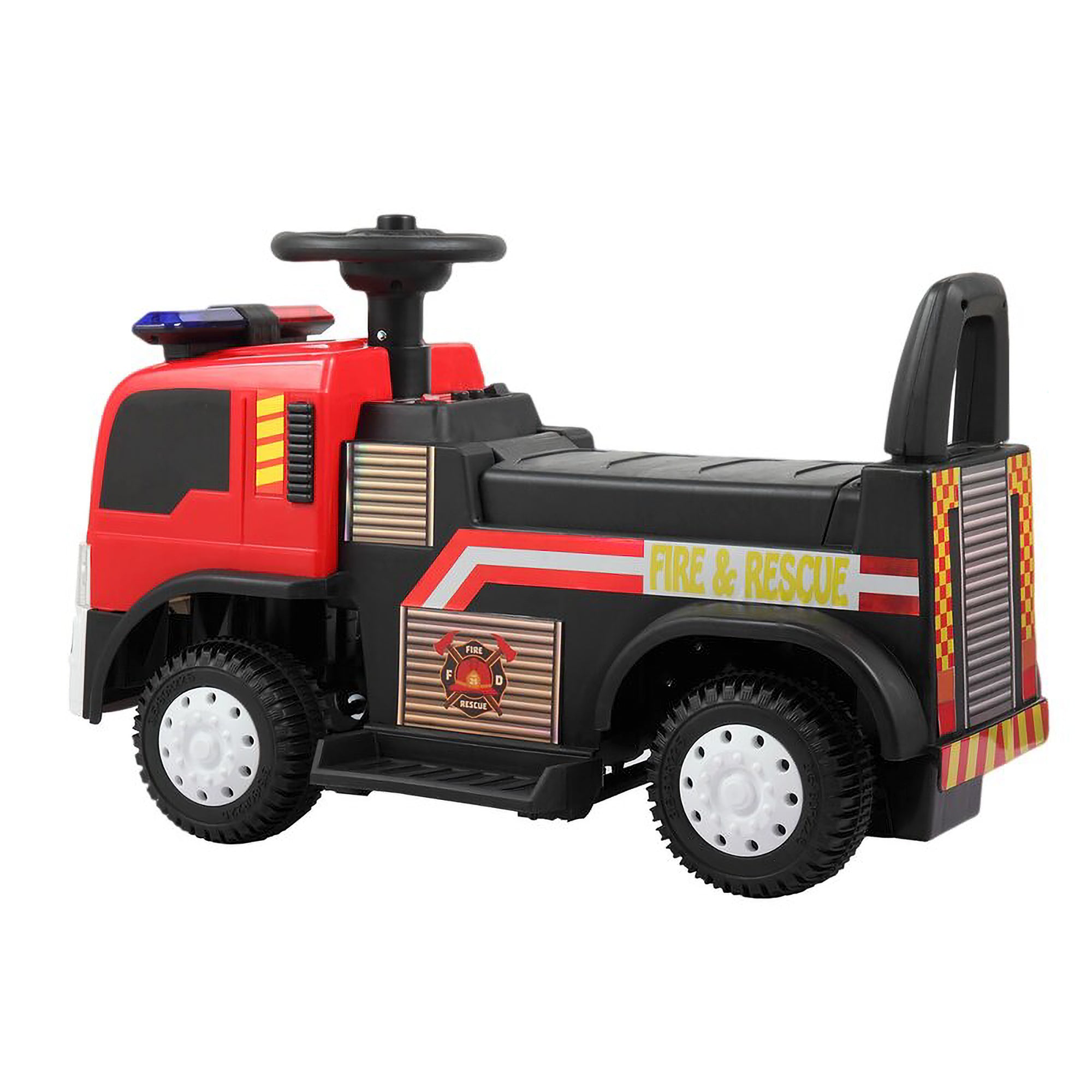 TOBBI 6 Volt Battery Powered Ride On Electric Fire Truck for Ages 3 Years & Up - VMInnovations