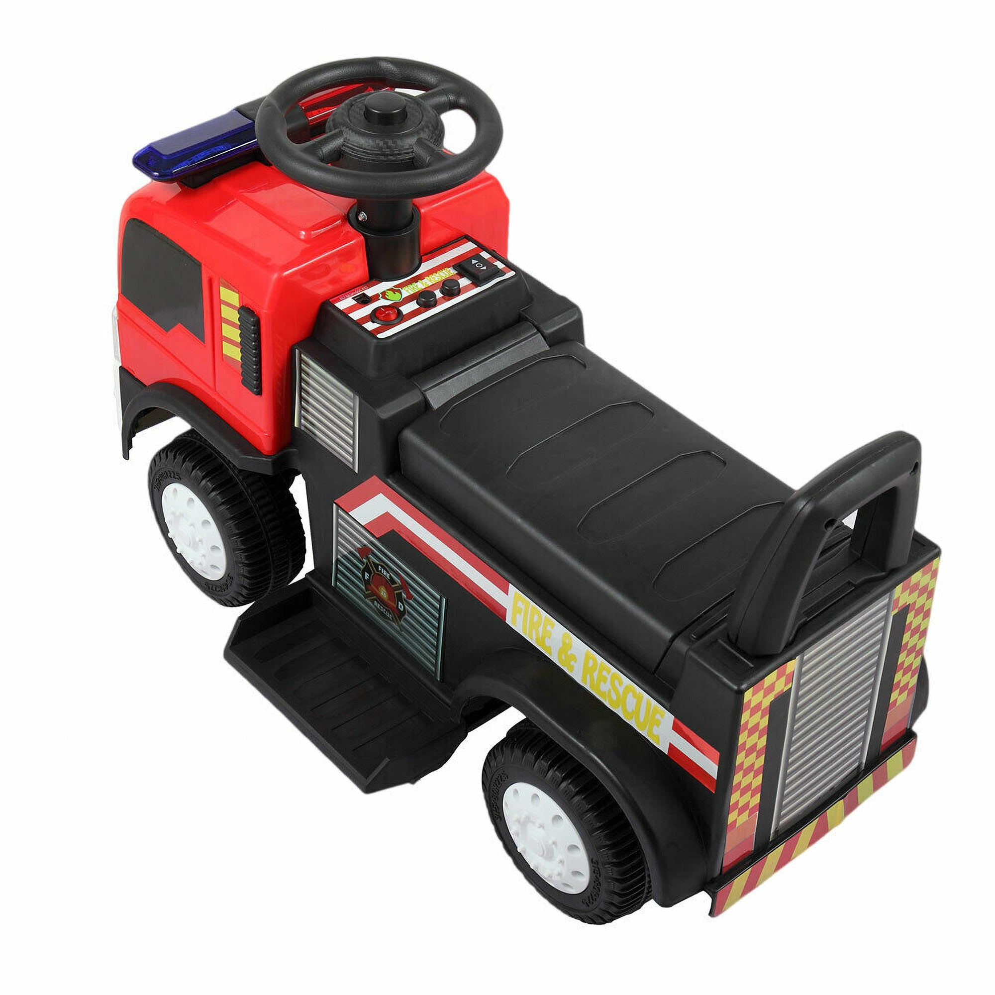 TOBBI 6 Volt Battery Powered Ride On Electric Fire Truck for Ages 3 Years & Up - VMInnovations
