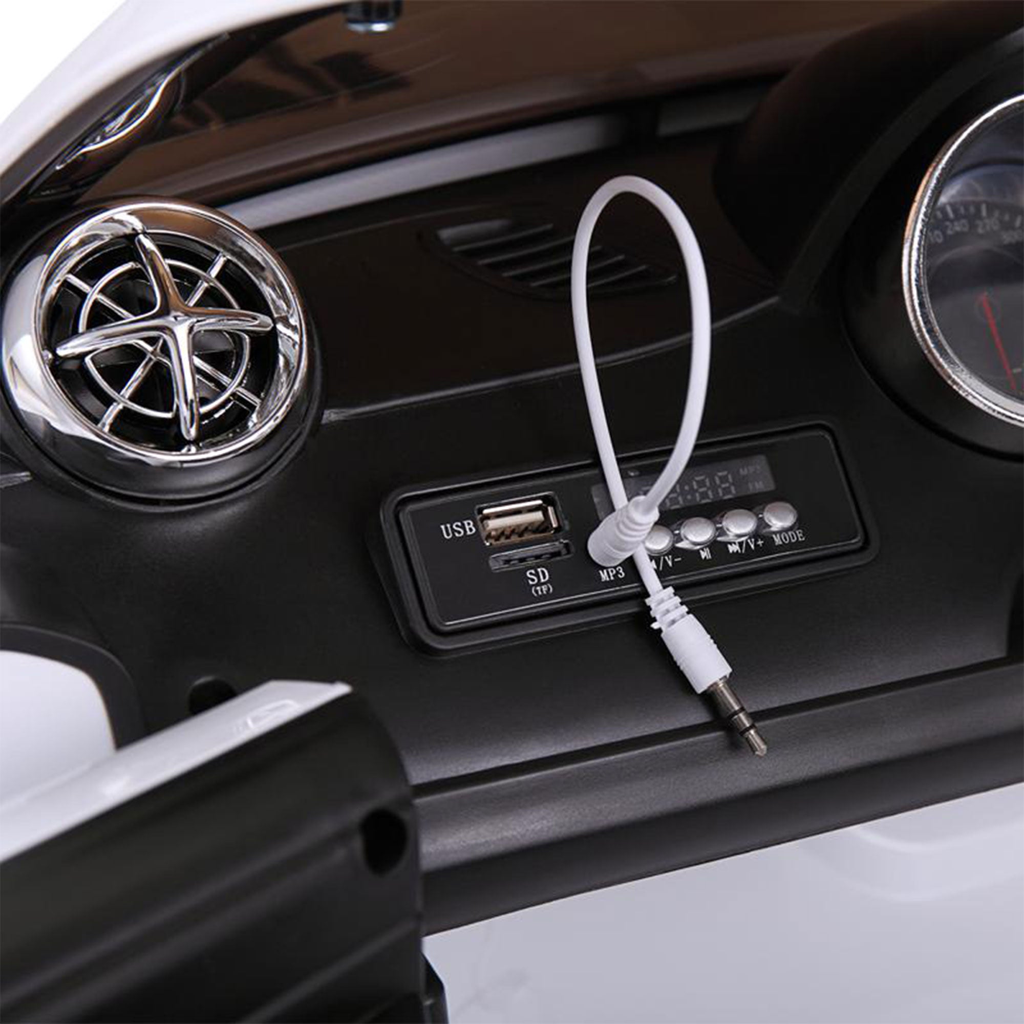TOBBI Kids Battery Ride On Toy Mercedes Benz Car w/ Remote, White (Open Box) - VMInnovations