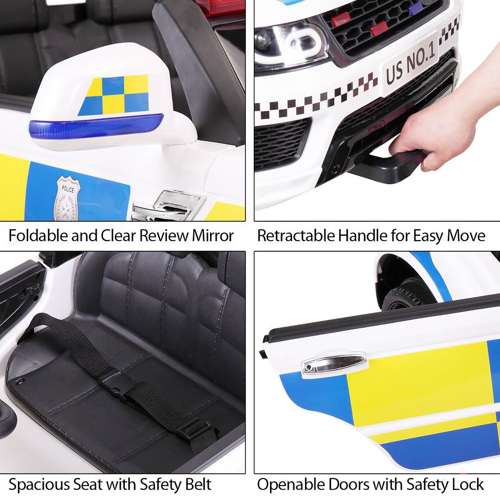 TOBBI 12 Volt Battery Powered Ride On 3 Speed Police SUV for Ages 3 Years & Up - VMInnovations