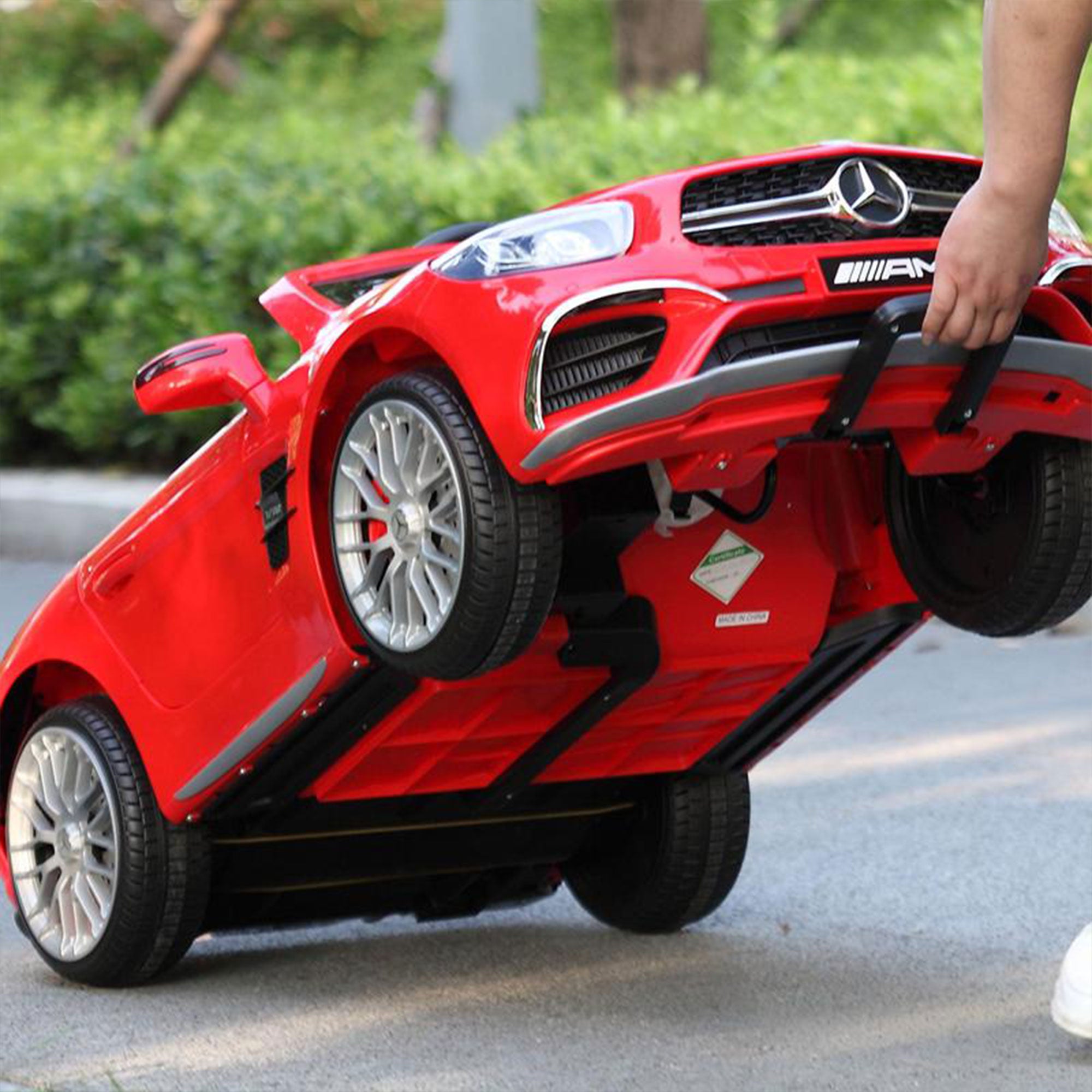 TOBBI Kids Rechargeable Battery Ride On Toy Mercedes Benz Car, Red (For Parts)