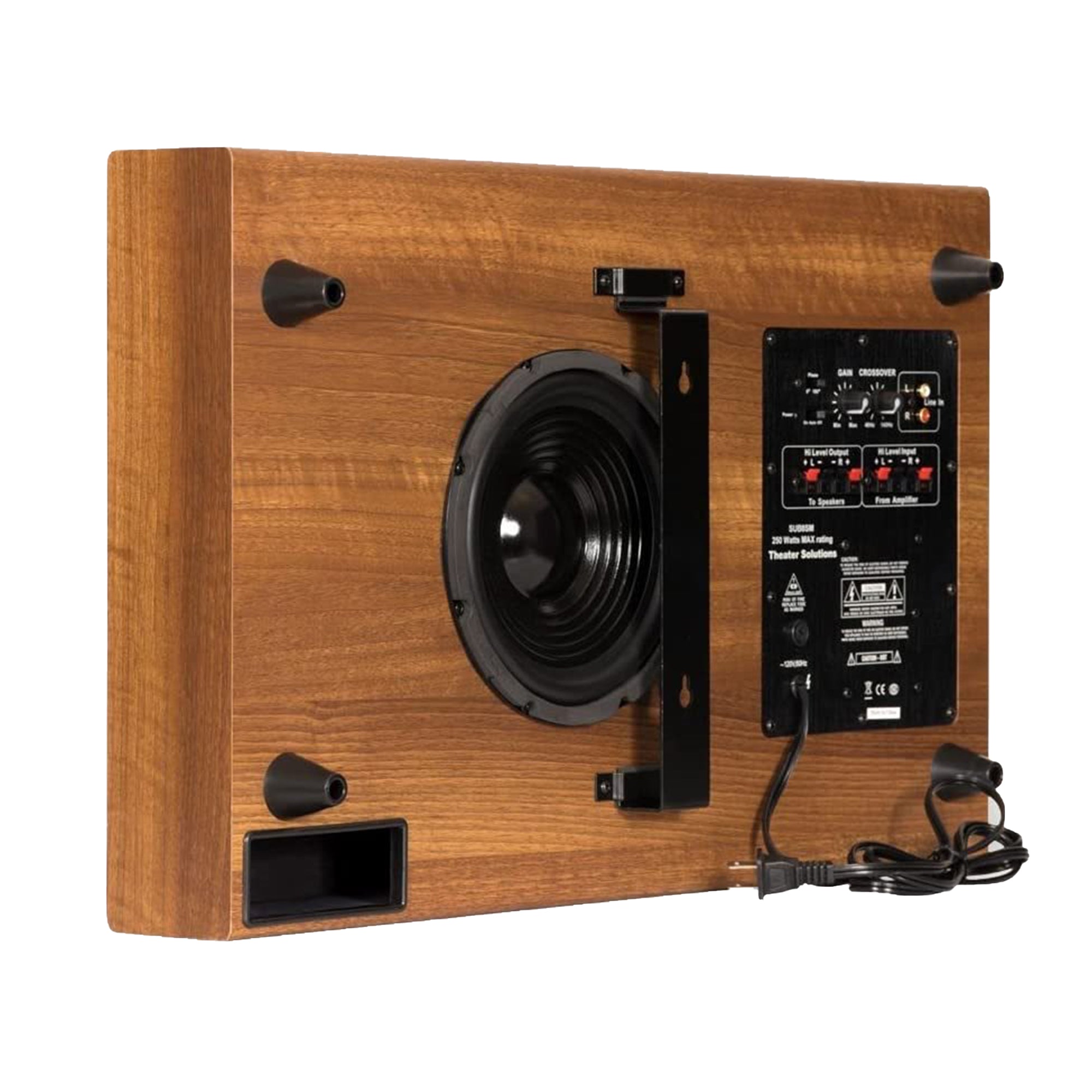 Theater Solutions by Goldwood 250 Watt 8" Slim Home Theater Subwoofer, Mahogany