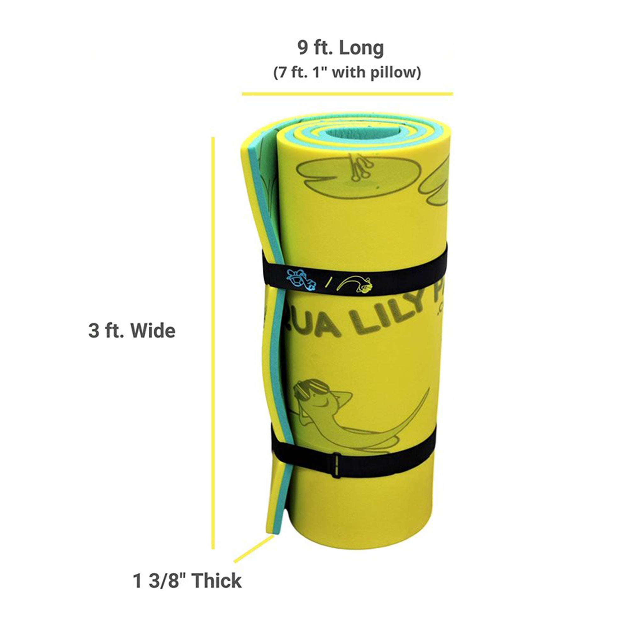 Aqua Lily Pad Tadpole Double Adult Floating Foam Pool Lounger Mat, Green/Yellow - VMInnovations
