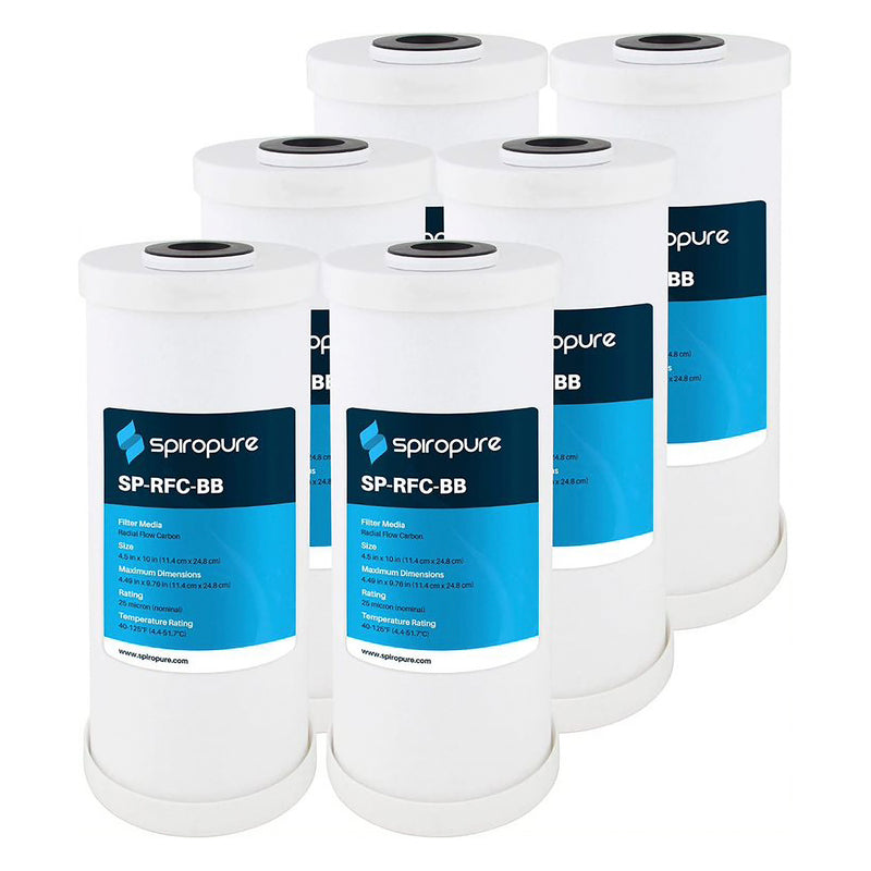 SpiroPure SP-RFC-BB 10 x 4.5" 25 Micron Radial Flow Carbon Water Filter, 6 Pack